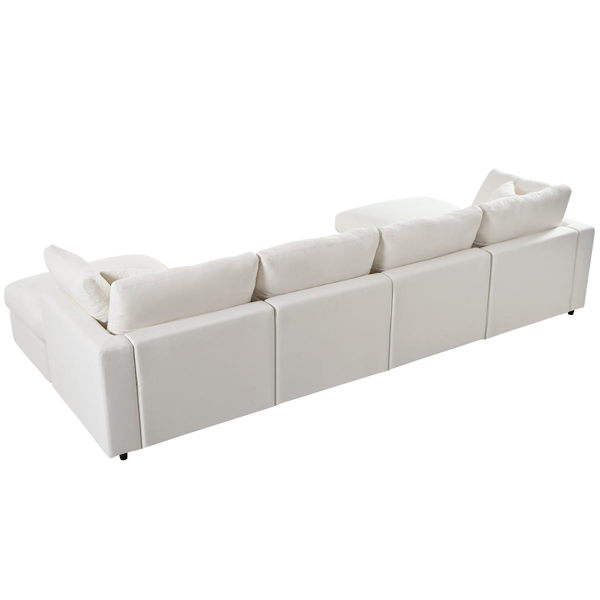 variant-group:rf-n711wy000474aaa|Roomfitters 128.2-Inch Customizable U-Shaped Sectional Sofa, 6-Seater Chenille Couch, 2 Movable Ottomans, Pit Lounge, Beige