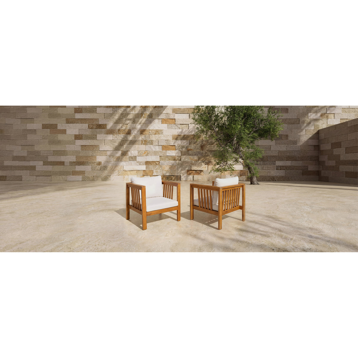 variant-group:rf-n704p448453a|Roomfitters Set of 2 Outdoor Acacia Wood Club Chairs with Modern Square Arms 2-Piece Patio Conversation Set Beige