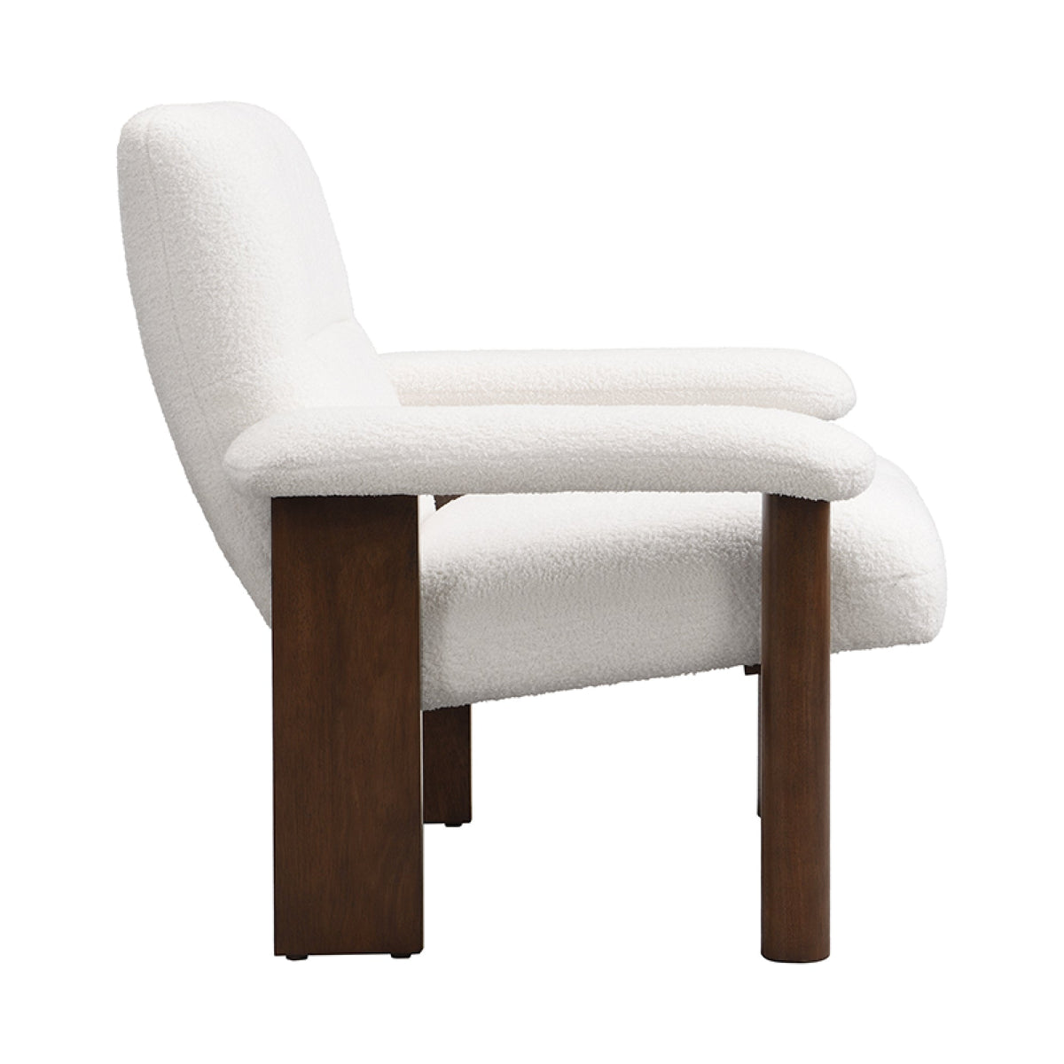 Roomfitters Mid-Century Accent Chair with Ottoman, Fabric Upholstered Armchair and Footrest Set with Wood Frame, White Roomfitters