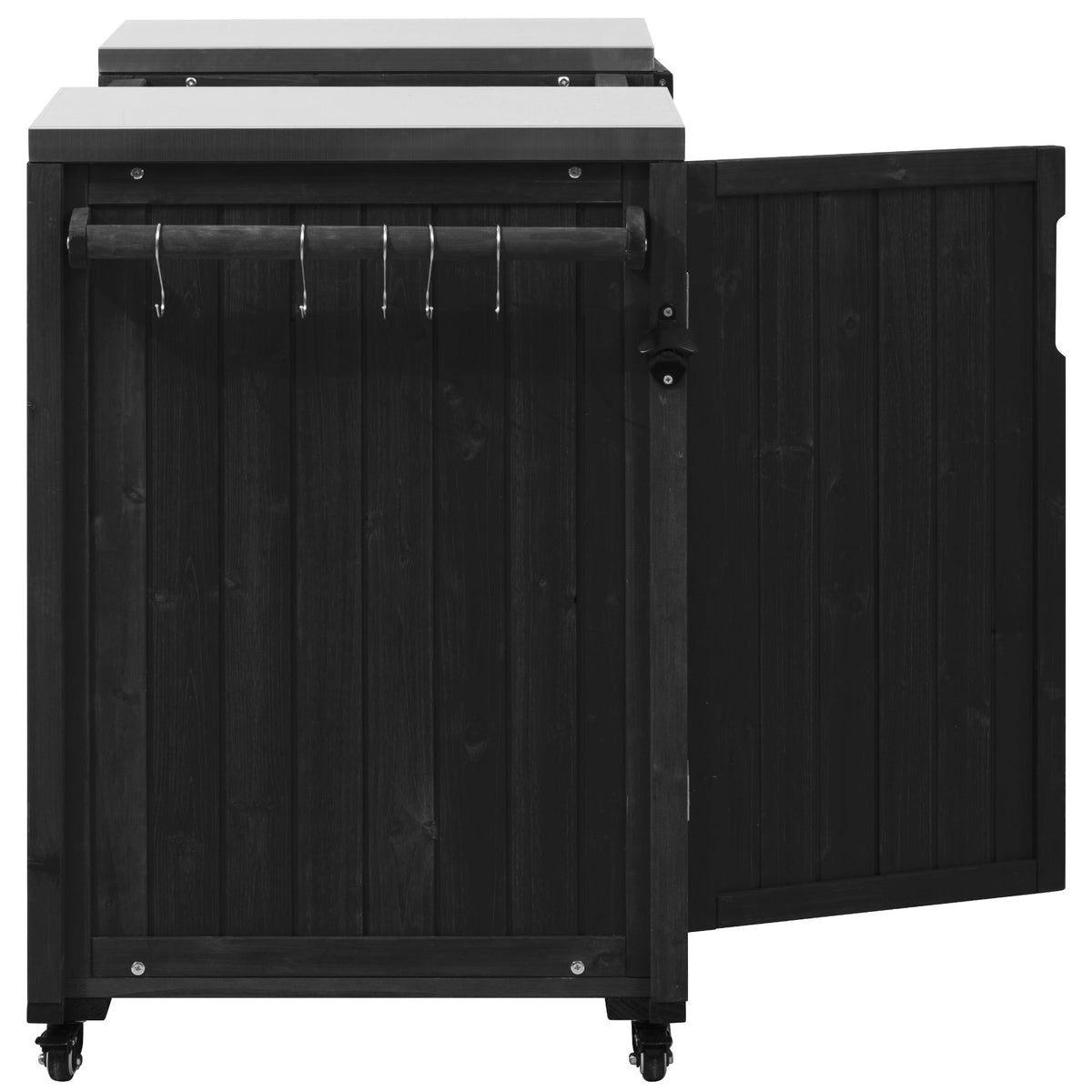 Roomfitters 66.5" Outdoor Grill Cart for Large Big Green Egg & Kamado Joe, Kitchen Island with Stainless Steel Top, Black
