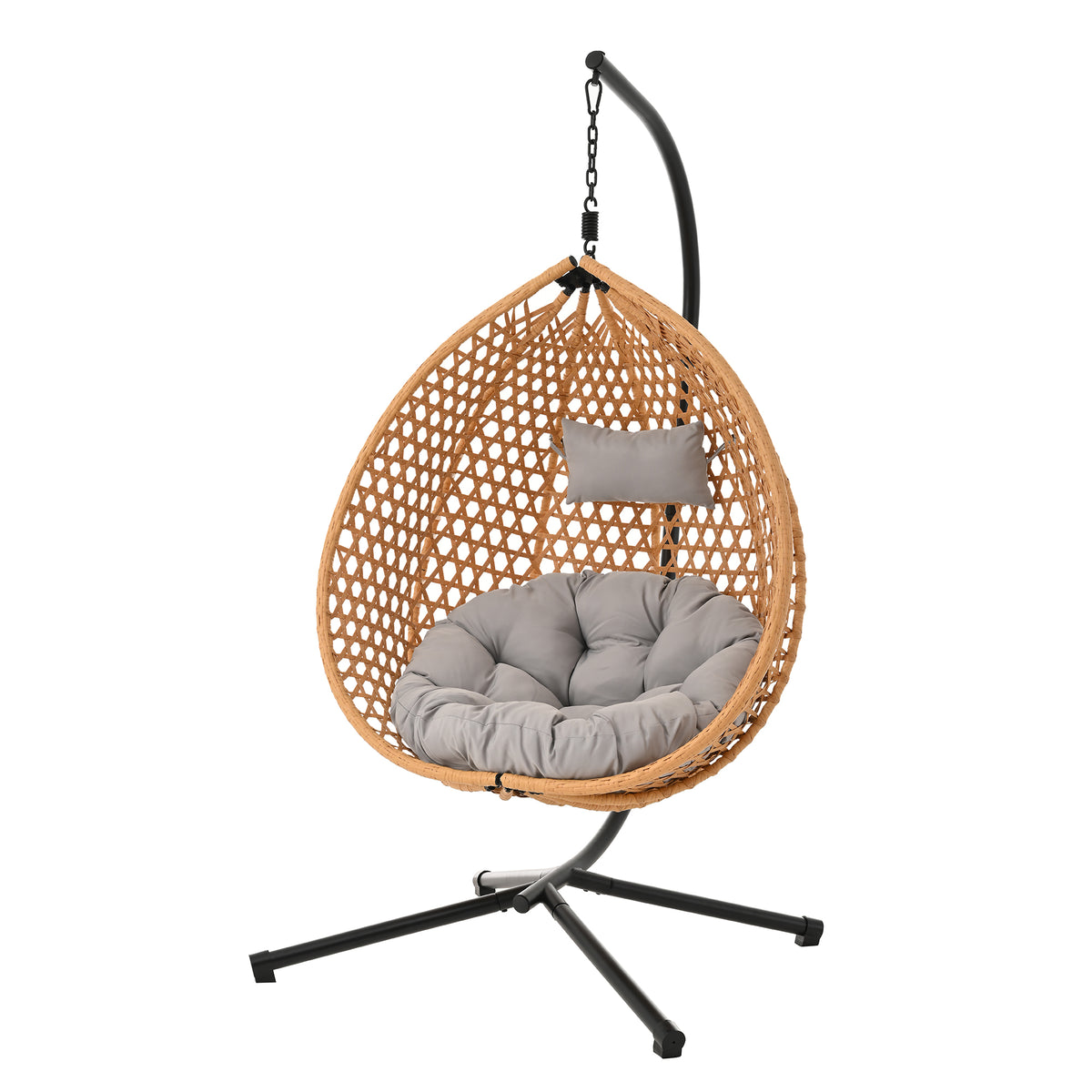 variant-group:rf-n711p255131s|Roomfitters Hanging Egg Chair with Stand, Rattan Wicker Swing Chair with Cushion for Indoor Outdoor Patio Balcony, Brown