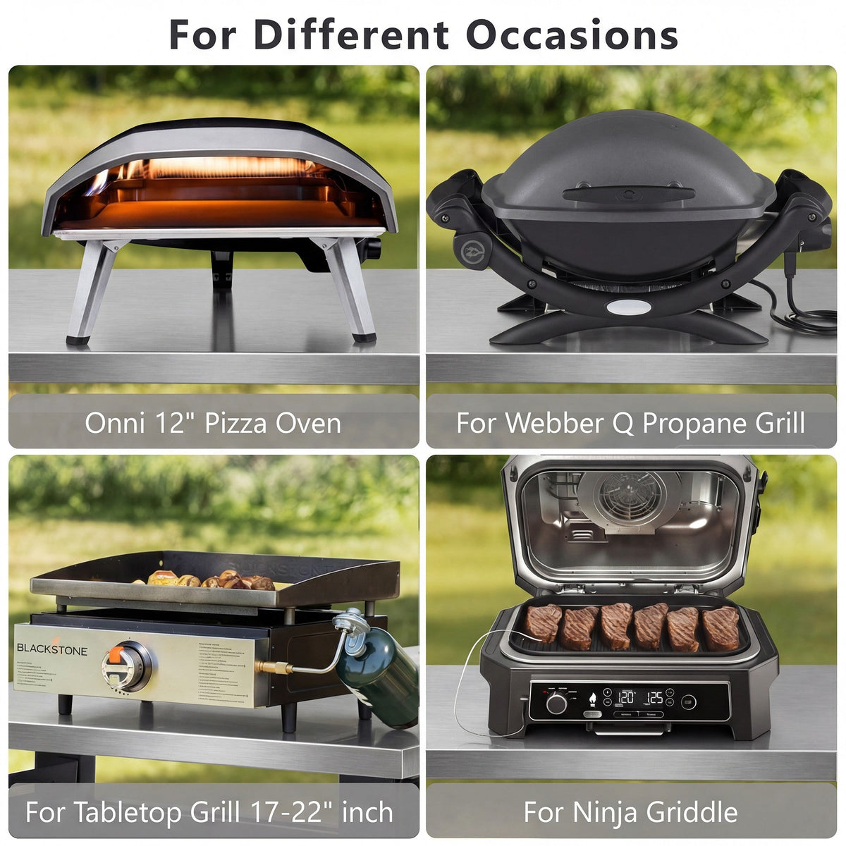 Roomfitters 39.5" Grill Cart with Stainless Steel Top, Outdoor Kitchen Island, BBQ Prep Station with Trash Bag Holder, Black