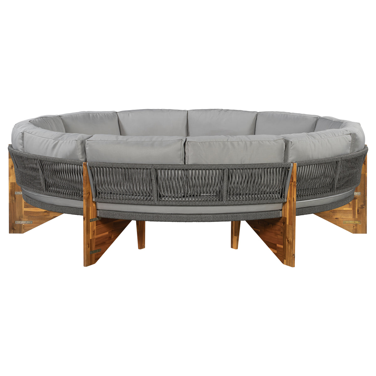 variant-group:rf-n711wy000468aae|Roomfitters 3-Piece Outdoor Sofa Set for 6, Half-Moon Patio Conversation Set, Grey Cushions, Rope Woven Steel Sectional