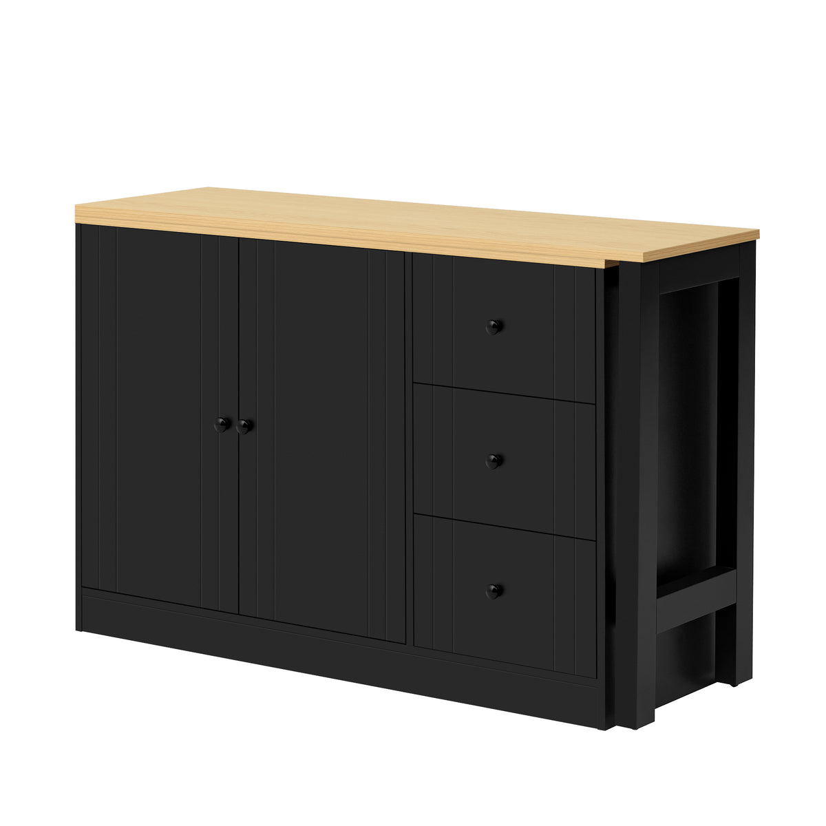 variant-group:rf-n711p334768o|Roomfitters Extendable Sideboard Buffet Cabinet with Storage, Multifunctional Console Table for Dining Room, Black+Natural