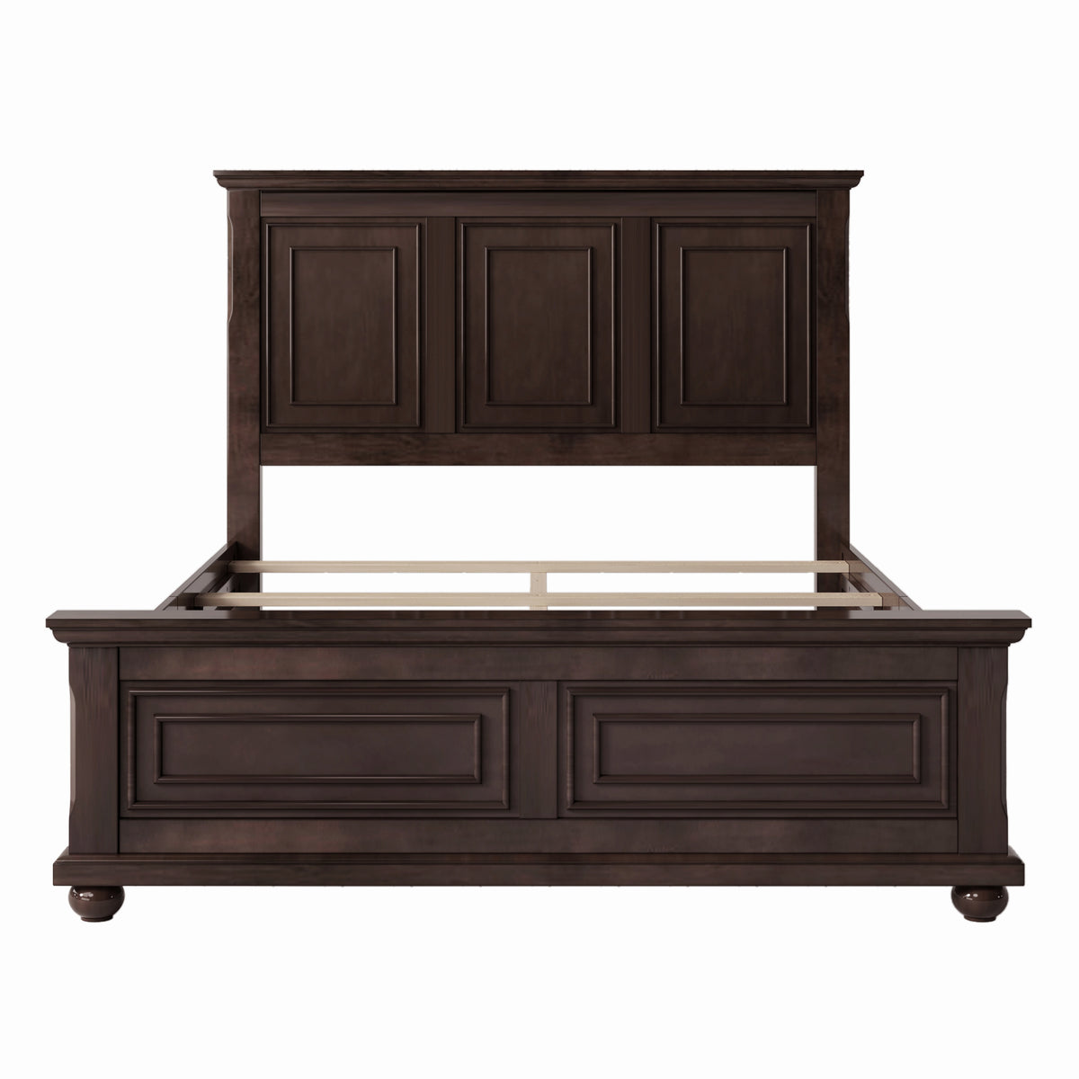 variant-group:rf-n701bs701p422959d|Roomfitters Queen Size Bed Frame with Paneled Headboard and Footboard, Traditional Wooden Platform Bed Frame, Brown