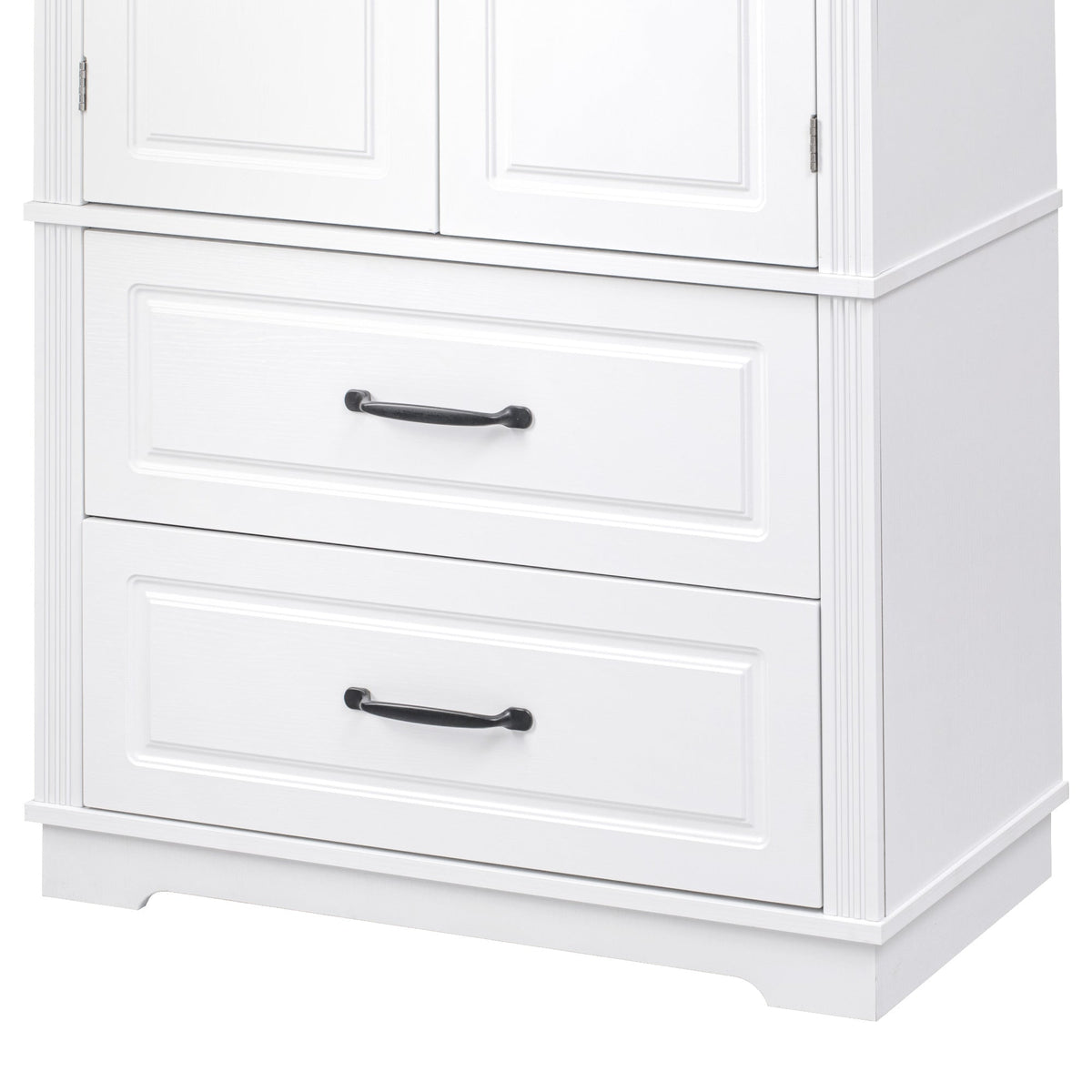 Roomfitters 71" Farmhouse Pantry Cabinet with Drawers, Embossed Texture, Storage Shelves, Cupboard for Kitchen, White