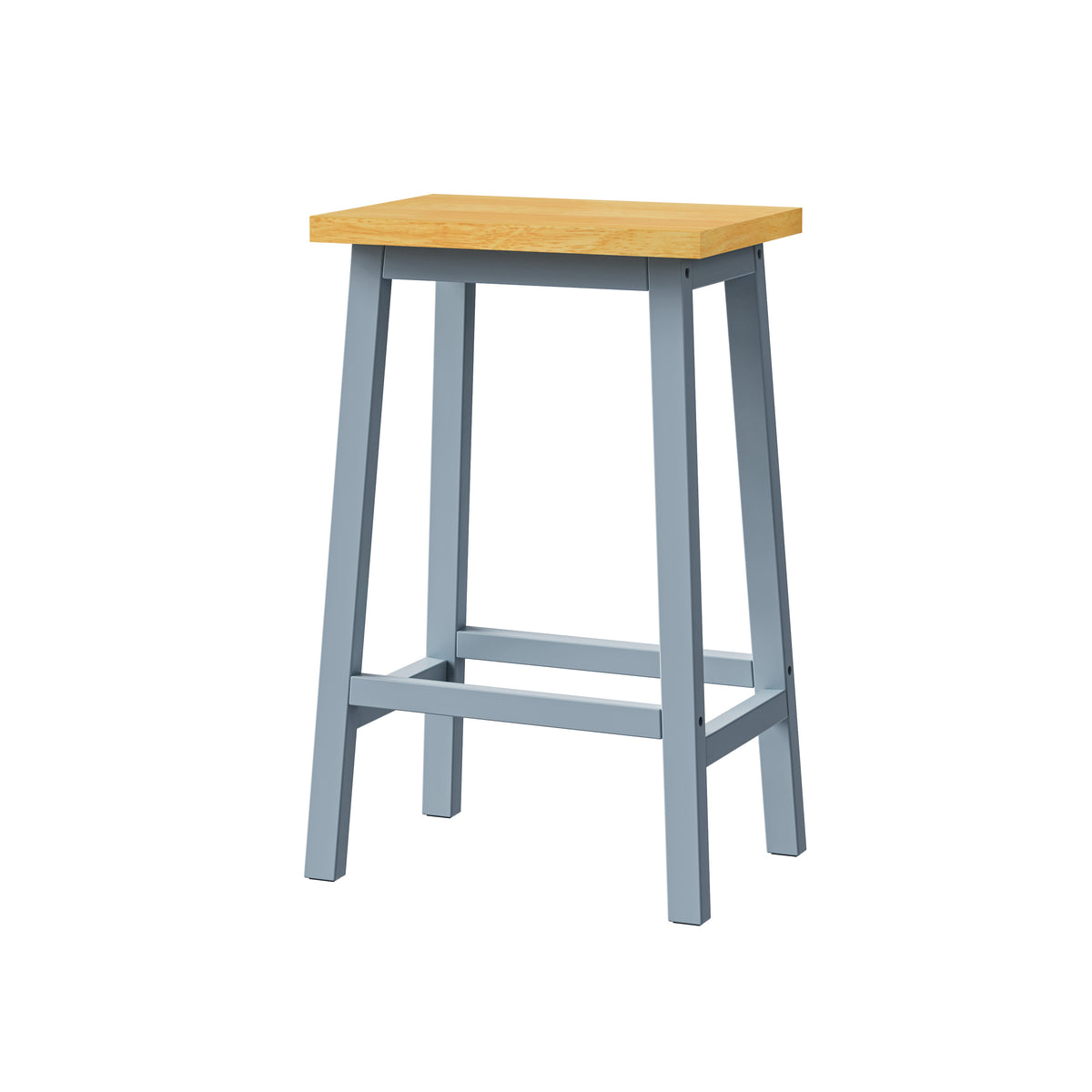 variant-group:rf-n707p185529g|Roomfitters Set of 2 Counter Height Stools, 25.6" A-Frame Solid Wood Bar Stools with Contoured Wood Seat & Footrest, Grey Blue