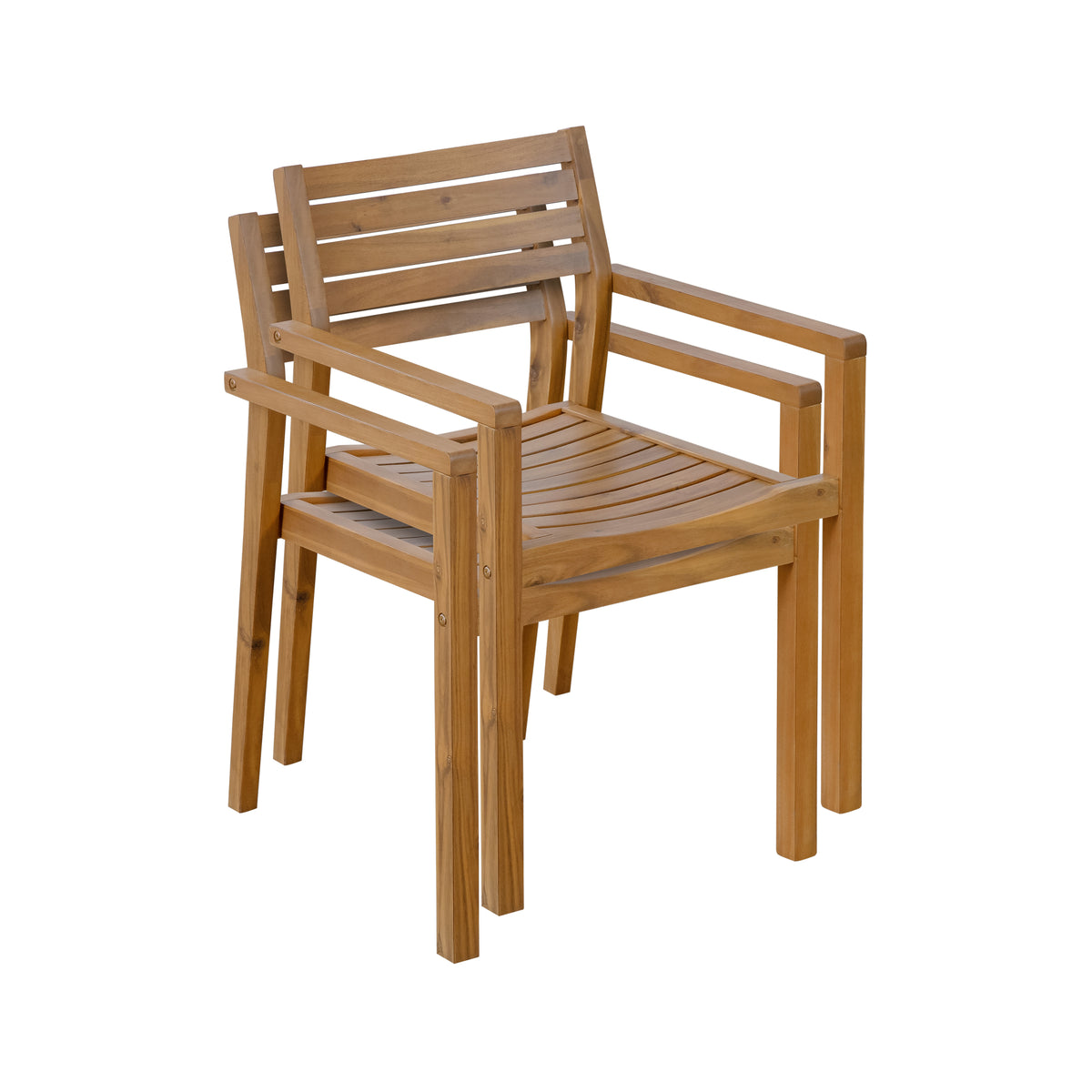 variant-group:rf-n711wy000475aao|Roomfitters 5-Piece Outdoor Dining Set for 4, 47.2-Inch Round Acacia Wood Table, Natural Brown Slatted Patio Group