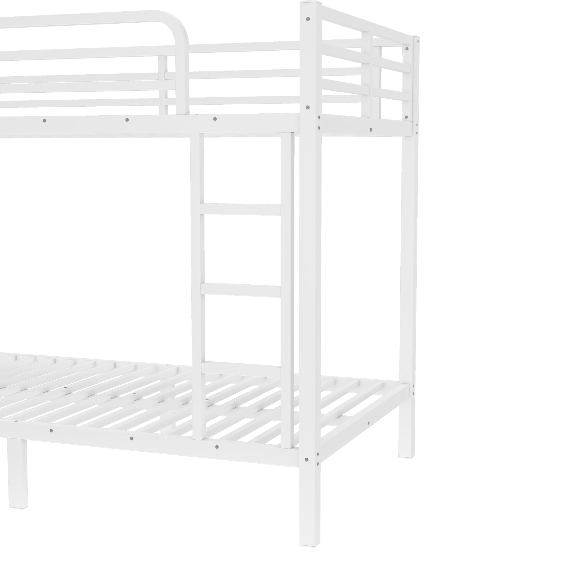 variant-group:rf-w1580p329009|Roomfitters Metal Twin XL Over Twin XL Bunk Bed Frame with Ladder & Safety Rail, Heavy-Duty Space-Saving Design, White