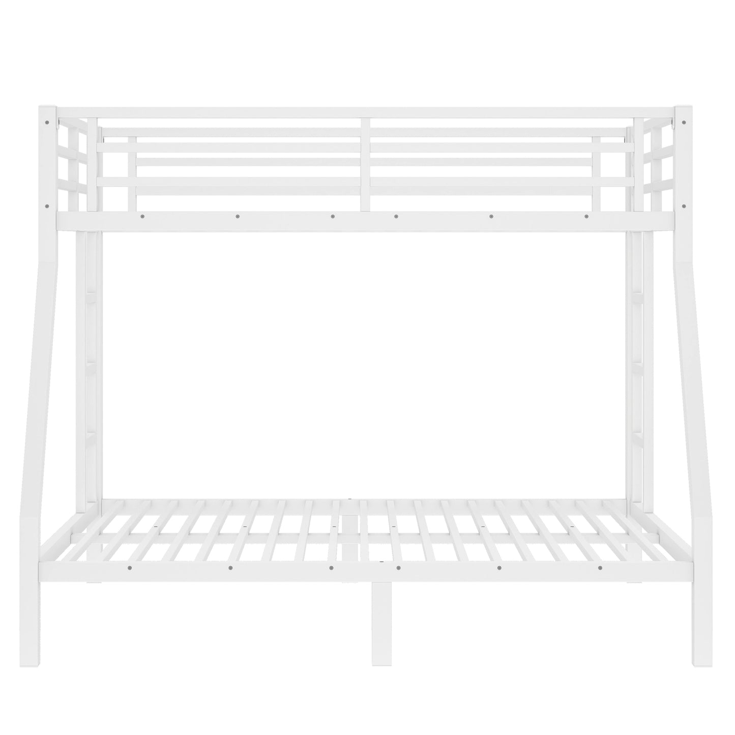 variant-group:rf-w1580p336604|Roomfitters Metal Twin Over Full Bunk Bed Frame with Ladder & Safety Rail, Heavy-Duty Space-Saving Design, White