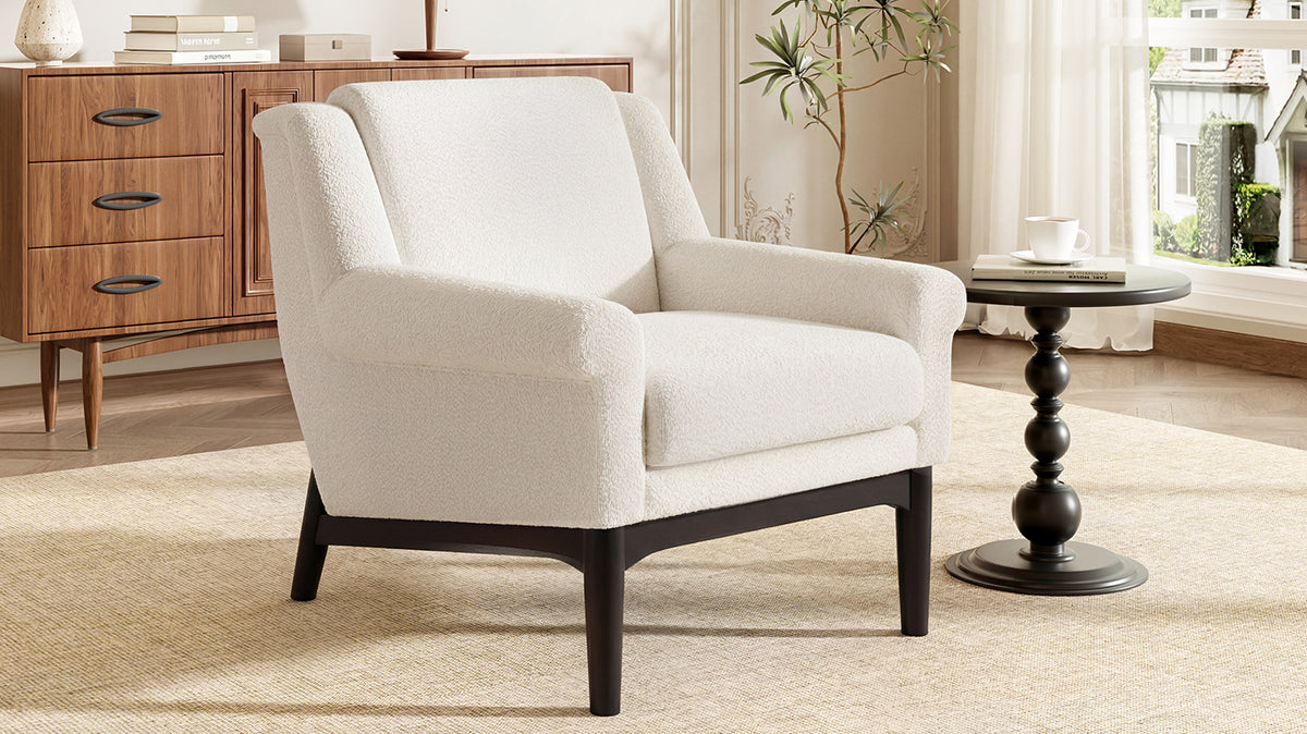 variant-group:rf-n723p426251a|Roomfitters Mid-Century Modern Textured Upholstered Accent Chair, Comfy Armchair with Sturdy Solid Wood Legs for Home, Beige