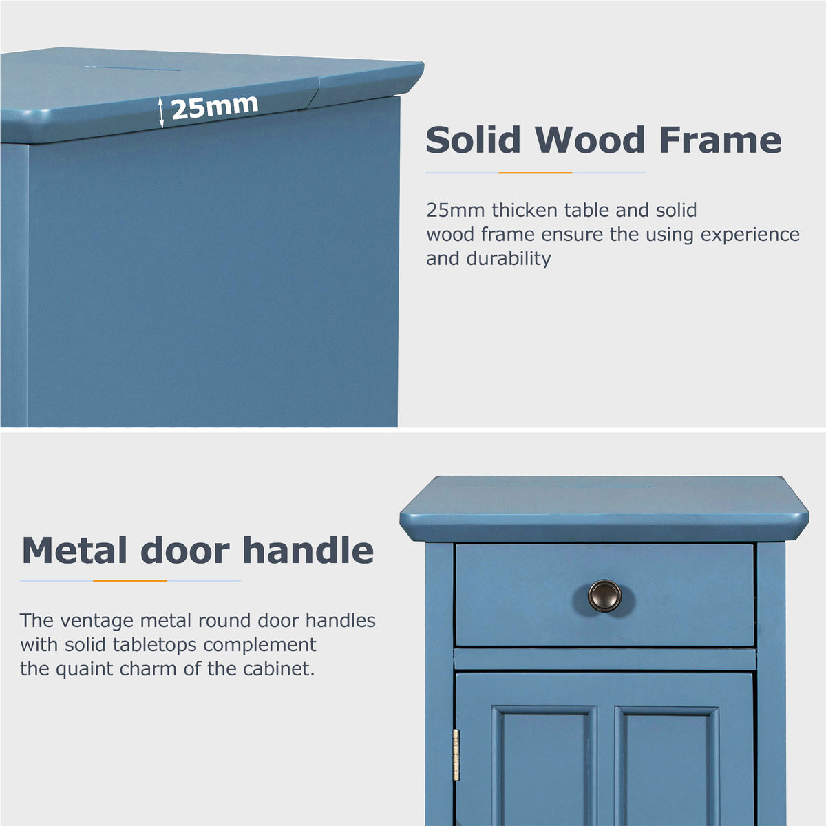 variant-group:rf-n724p185778m|Roomfitters Vintage End Table with USB Ports, Cup Holders and Multifunctional Storage for Living Room, Navy Blue