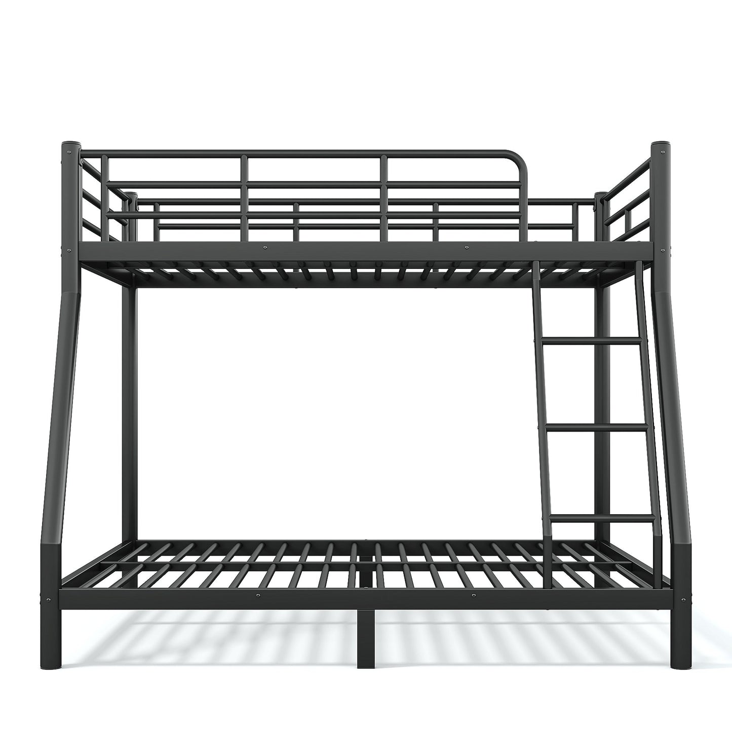 Roomfitters Twin over Full Bunk Bed Frame for Teens Adults, Heavy Duty Metal Round Tube Noise Free No Box Spring, Black