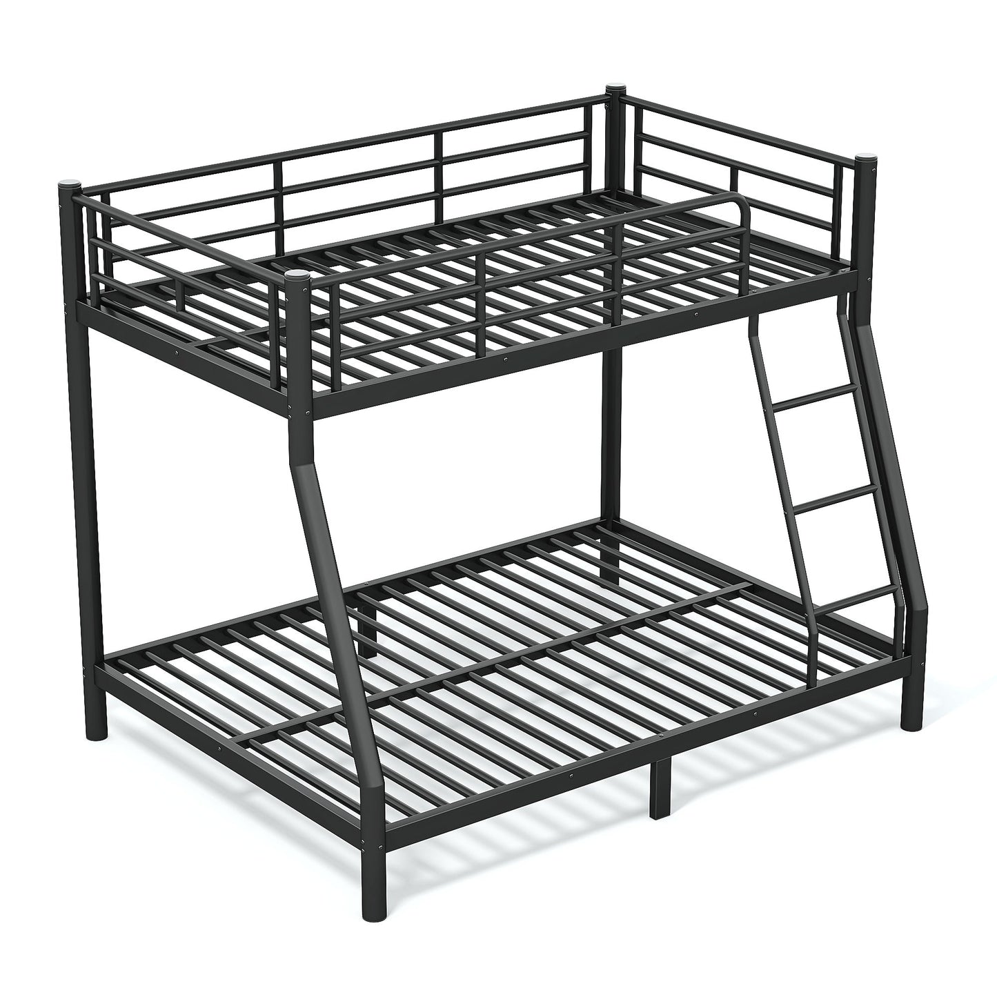 Roomfitters Twin over Full Bunk Bed Frame for Teens Adults, Heavy Duty Metal Round Tube Noise Free No Box Spring, Black