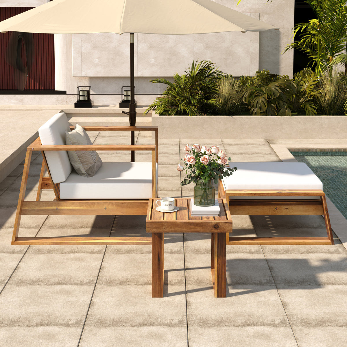 variant-group:rf-n711wy000431aaa|Roomfitters Acacia Wood Outdoor Lounge Set - Chair & Ottoman for Patios, Balconies, Gardens, Natural+Beige