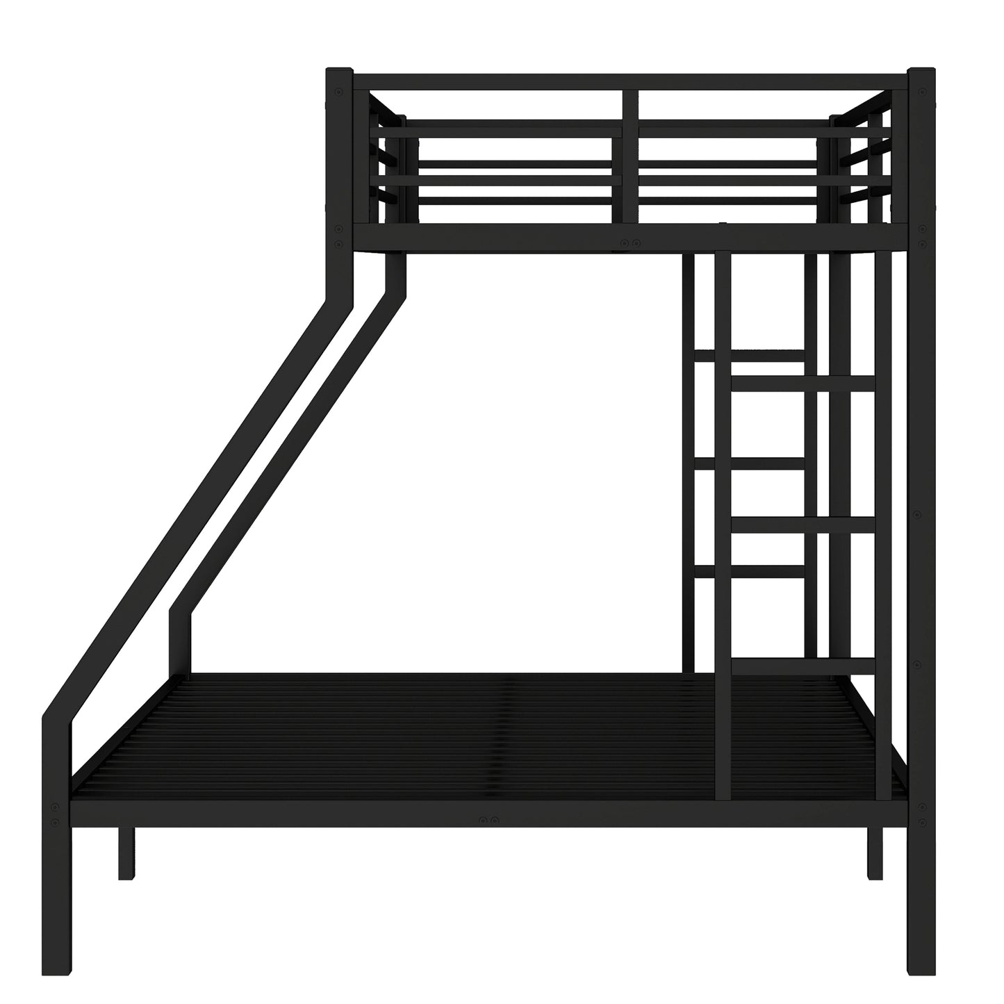 variant-group:rf-w1580p336606|Roomfitters Metal Twin XL Over Queen Bunk Bed Frame with Ladder & Safety Rail, Durable Space-Saving Design, Black