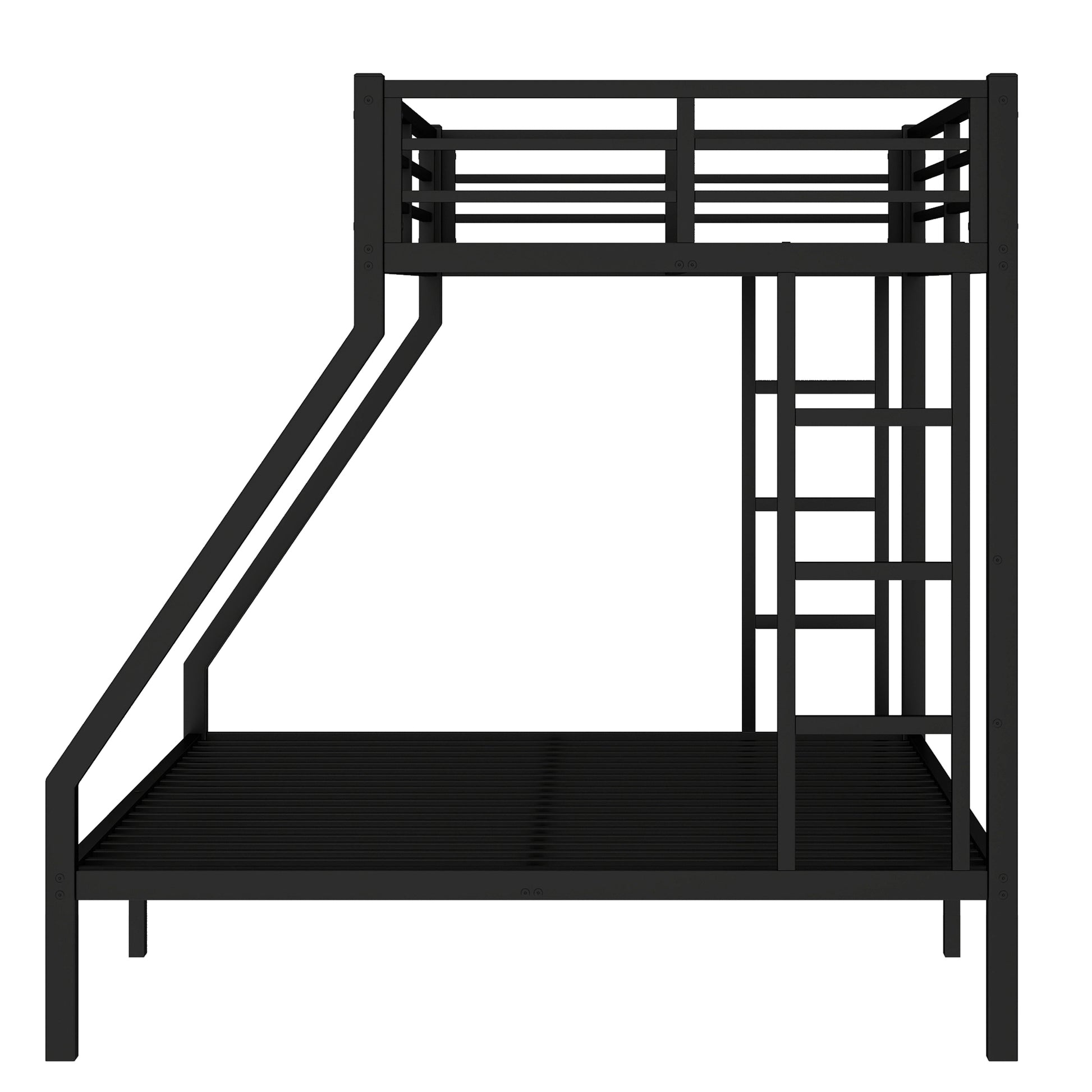 variant-group:rf-w1580p336606|Roomfitters Metal Twin XL Over Queen Bunk Bed Frame with Ladder & Safety Rail, Durable Space-Saving Design, Black