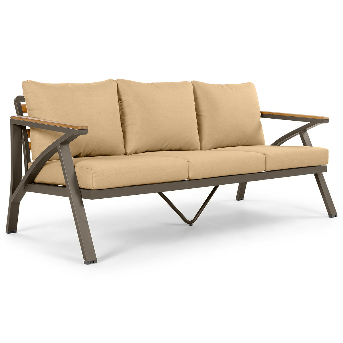 variant-group:rf-n704g201256d|Roomfitters 6-Piece Steel Conversation Set with 3-Seat Sofa Multi-Functional Ottomans and Acacia Wood Table Brown
