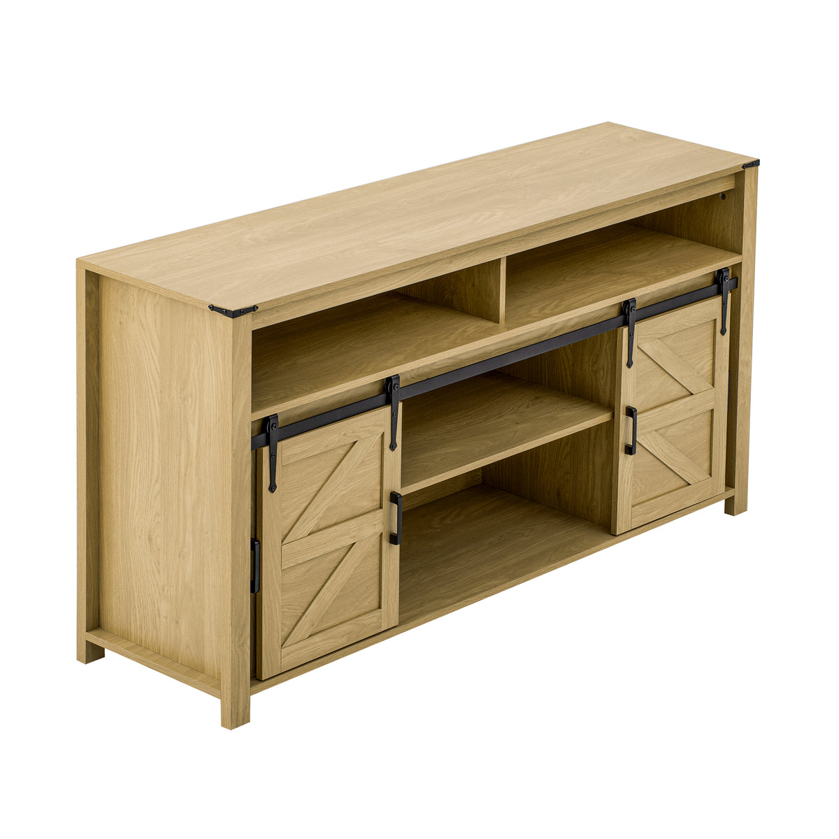 variant-group:rf-n711p347388o|Roomfitters 59.3" Sideboard Buffet Cabinet with Sliding Barn Doors, Modern Farmhouse Storage for Kitchen & Dining, Natural