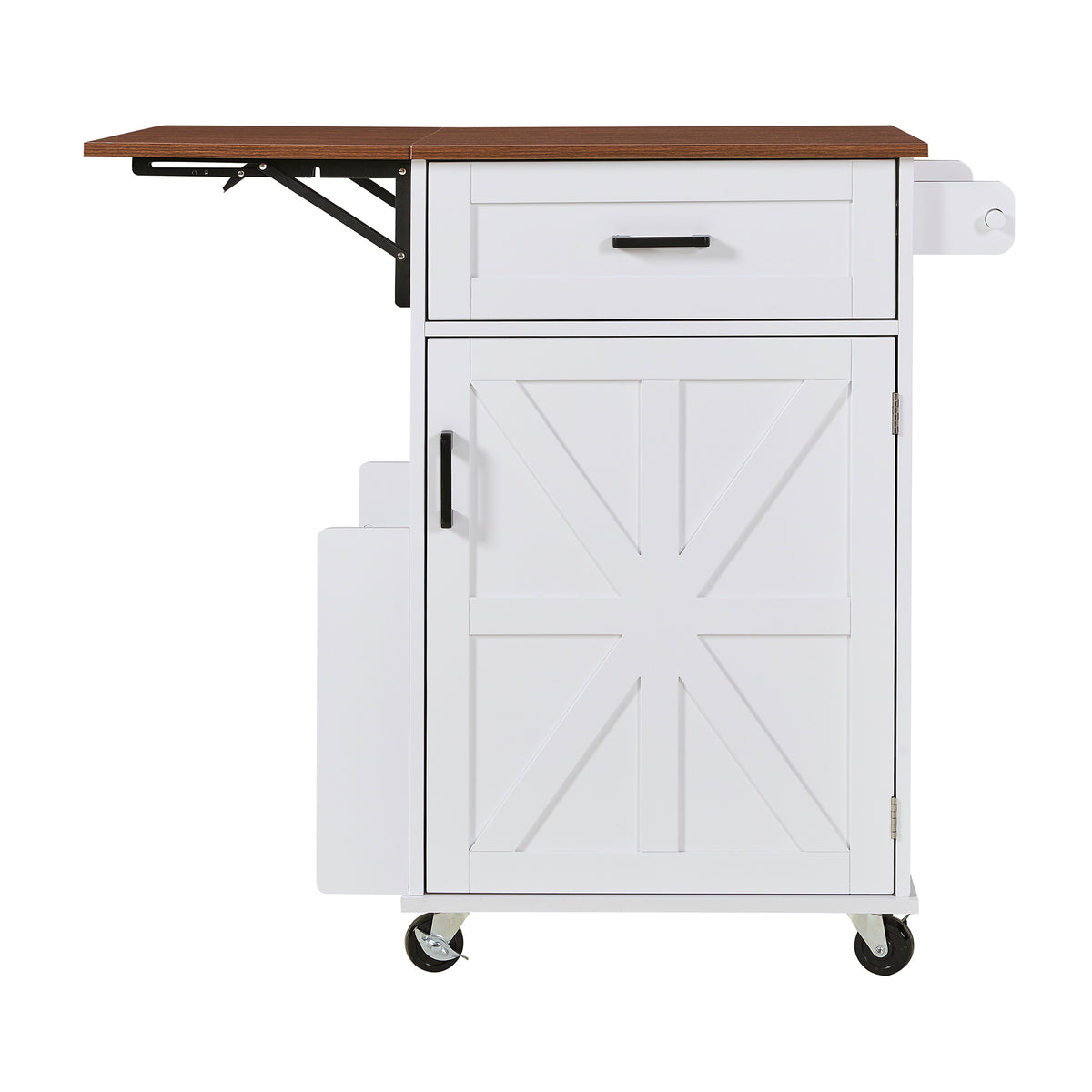 variant-group:rf-n707p404539w|Roomfitters 39.3" Kitchen Island with Drop Leaf, Rolling Kitchen Cart with Storage Drawer and Spice Rack, Modern Style, White