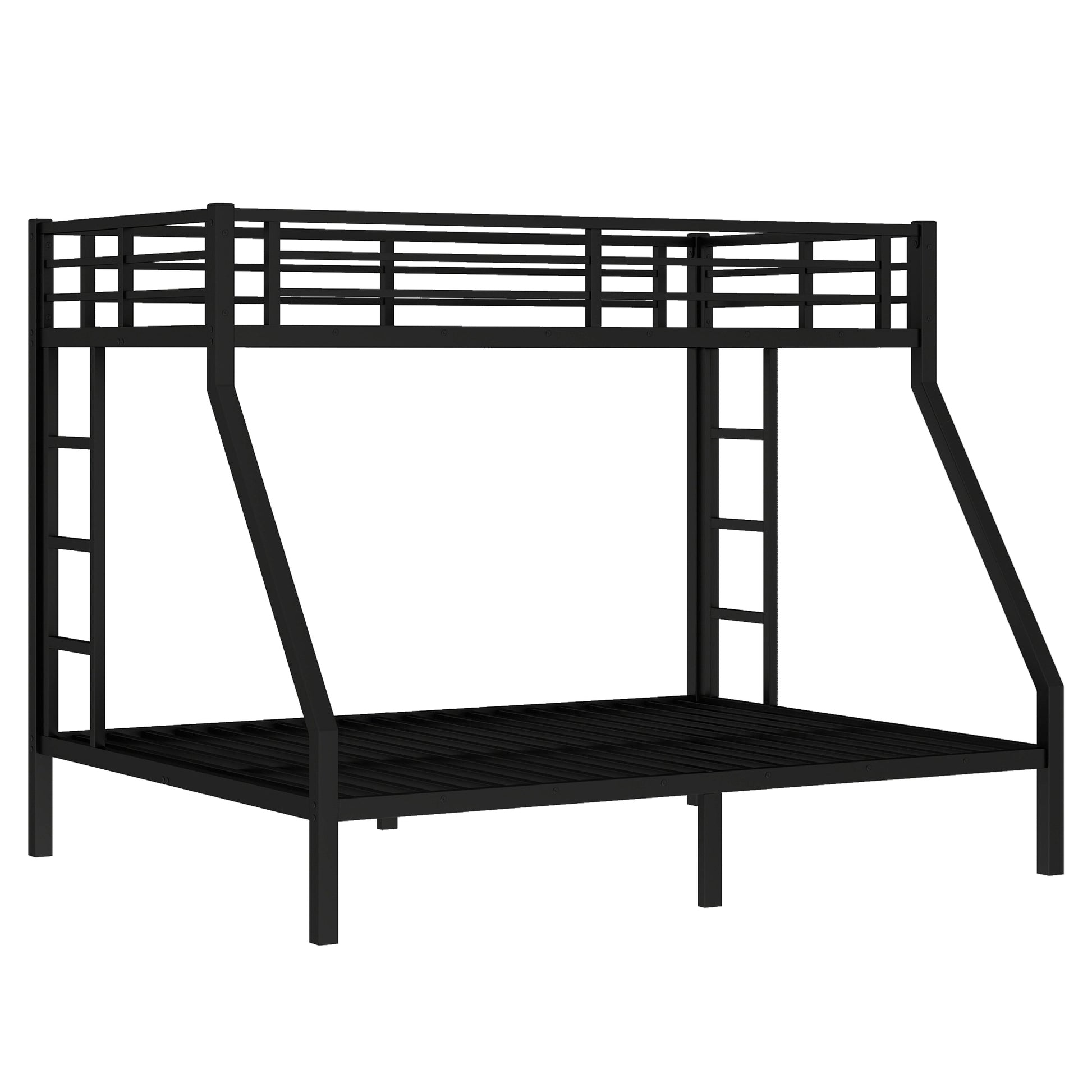 variant-group:rf-w1580p336606|Roomfitters Metal Twin XL Over Queen Bunk Bed Frame with Ladder & Safety Rail, Durable Space-Saving Design, Black