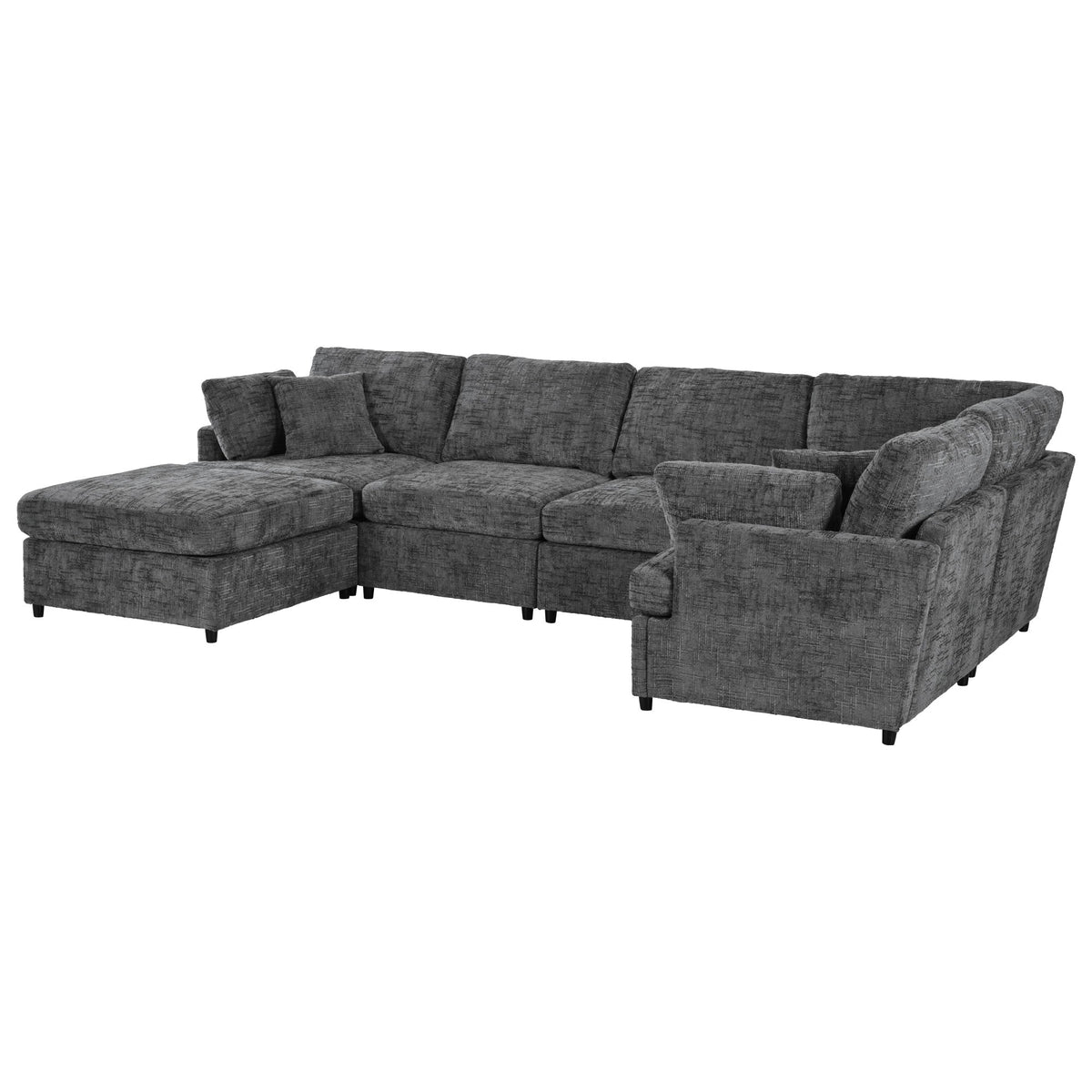 Roomfitters 127" U-Shaped Sectional Sofa, Modern Modular L-Shaped Couch with Movable Ottoman for Living Room, Grey Roomfitters