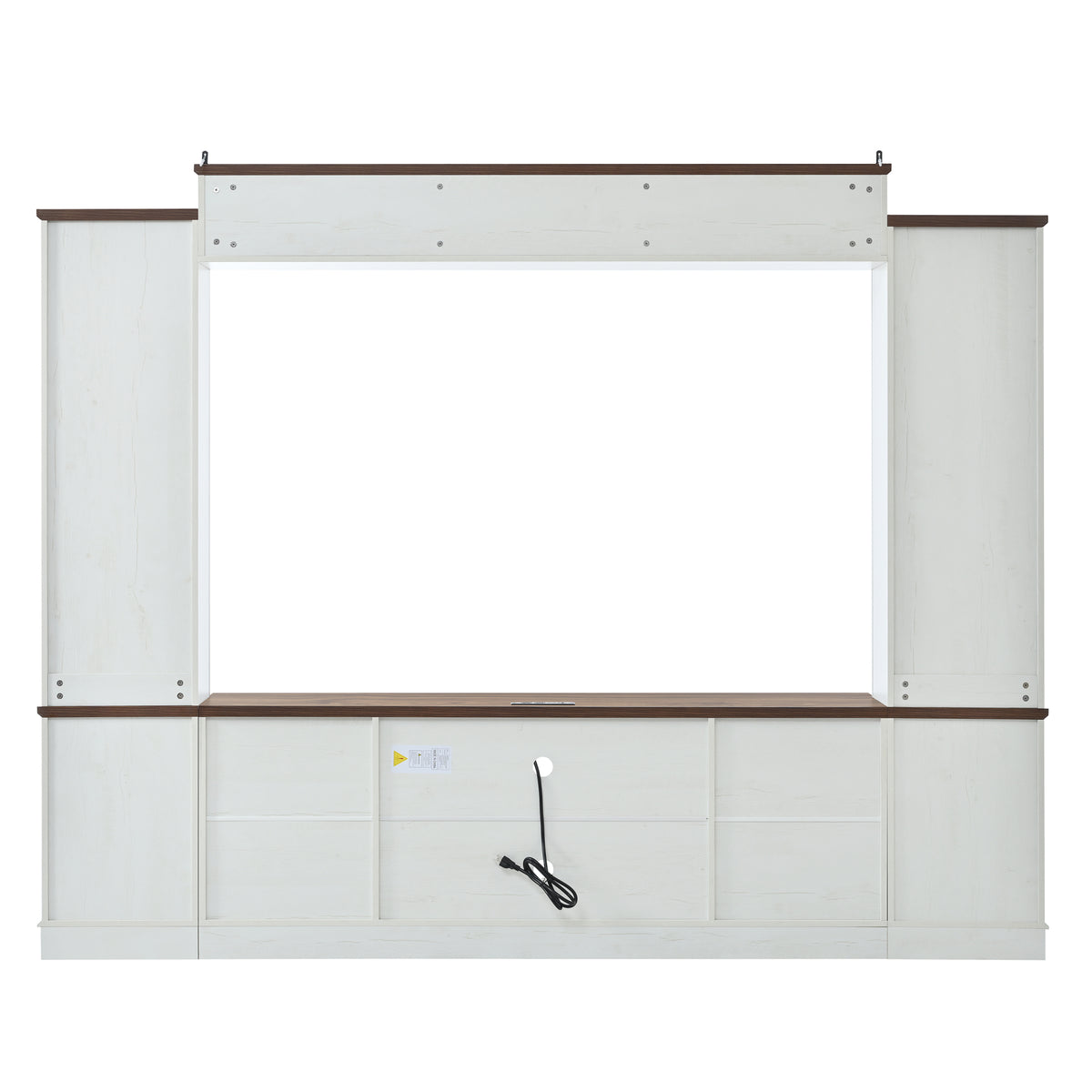 variant-group:rf-n724sj000154aak|Roomfitters 98.8"W Farmhouse Wall Unit Entertainment Center, 4 Barn Doors, White & Walnut