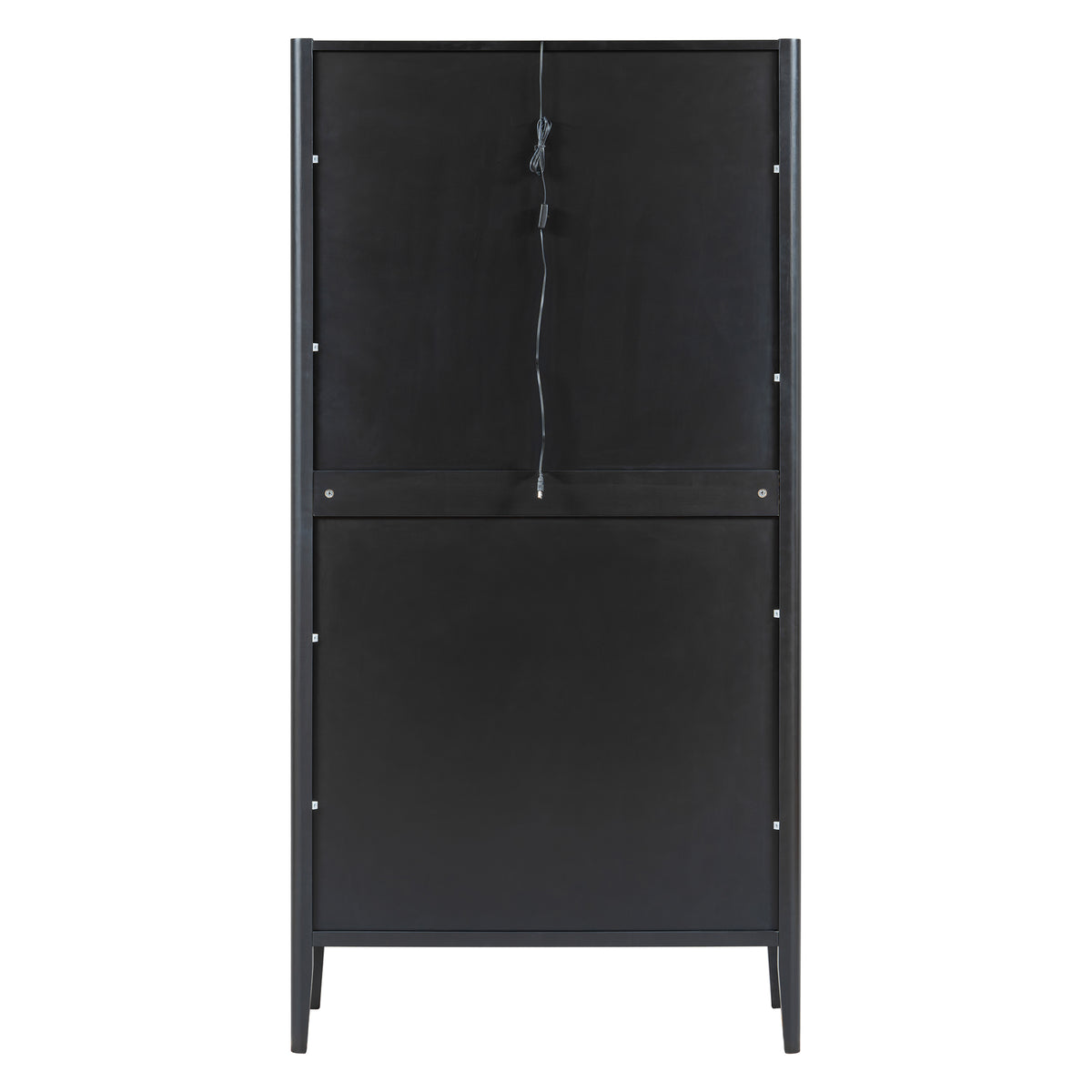 variant-group:rf-n711wy000539aab|Roomfitters Modern Black Fluted 4-Door Tall Wine Bar Storage Cabinet, Glass Display Rack, Built-In LED Lighting