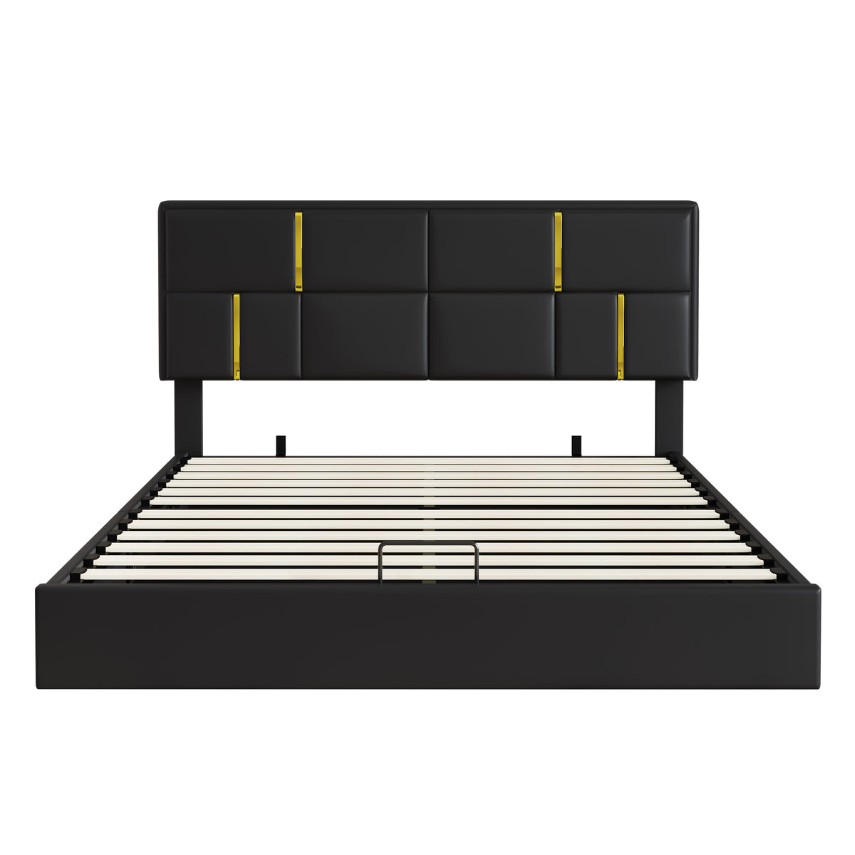 variant-group:rf-n733s362241b|Roomfitters Queen Upholstered Platform Bed with Hydraulic Storage Lift, Modern Bed Frame, No Box Spring Required, Black