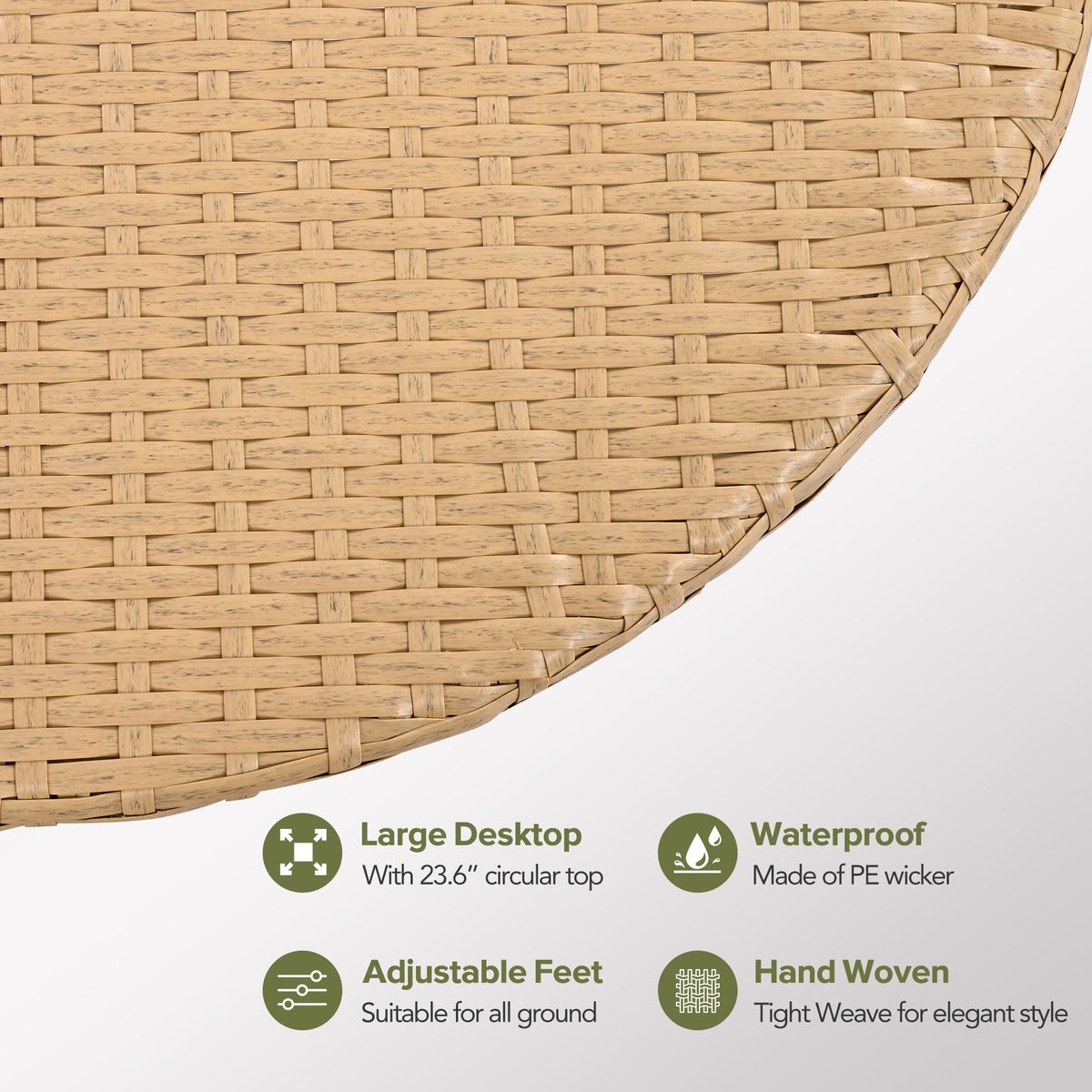 Roomfitters 7-Piece Contemporary Hollow-Woven Rattan Sectional Sofa Set with Round Coffee Table Brown Roomfitters