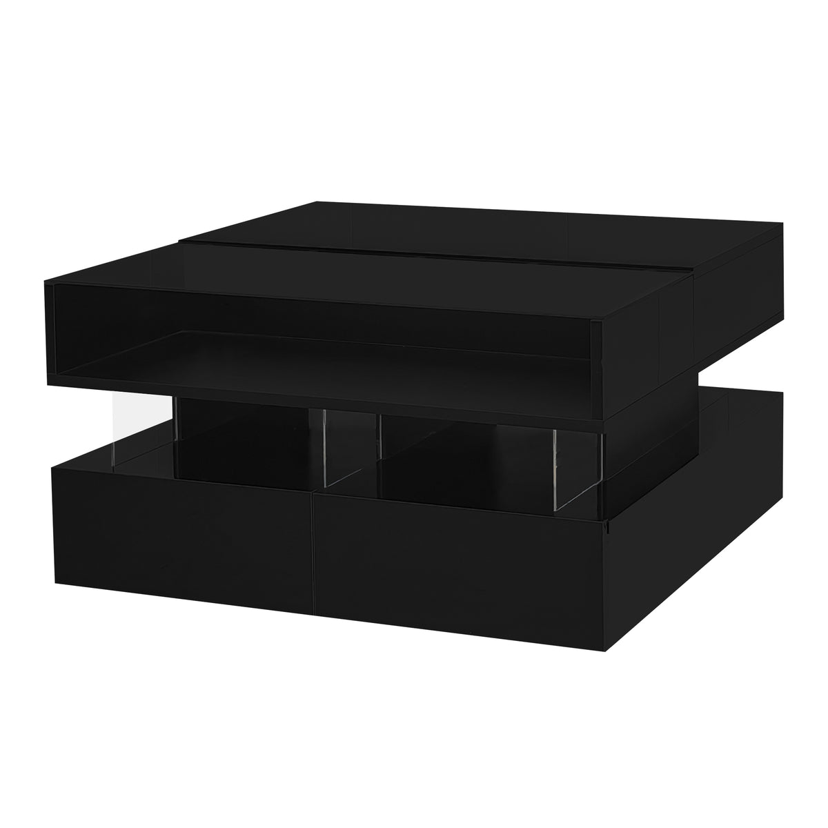 variant-group:rf-n724p290043b|Roomfitters Lift-Top Square Coffee Table with Glass Surface, Hidden Storage, High Gloss Finish, Black