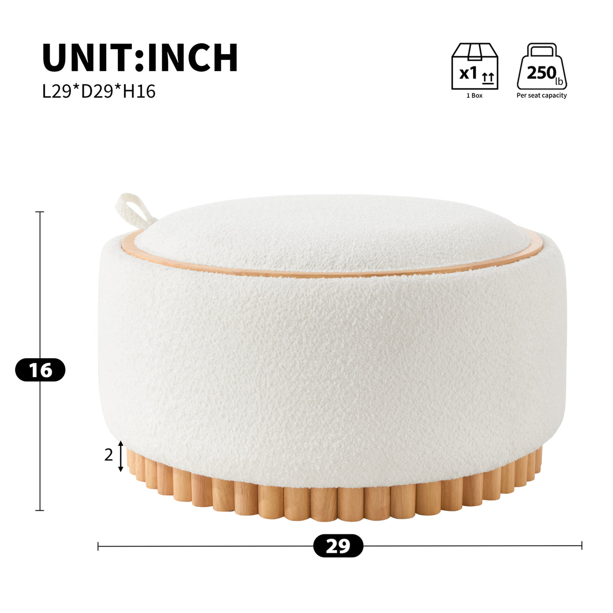 variant-group:rf-n723p405304a|Roomfitters 29 Inch Round Storage Ottoman with Reversible Wooden Tray Top, Upholstered Coffee Table for Living Room, Beige