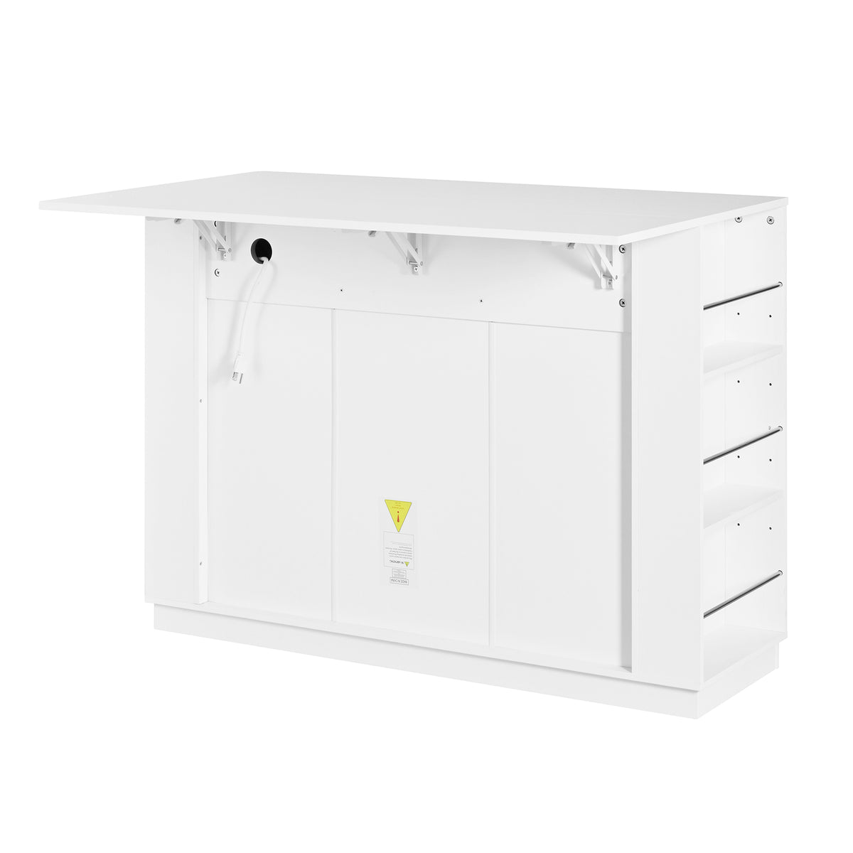 variant-group:rf-n711p437715k|Roomfitters 47.2-Inch Counter Height Bar Cabinet, White Sideboard Buffet Table, Foldable Drop Leaf, Built-In Power