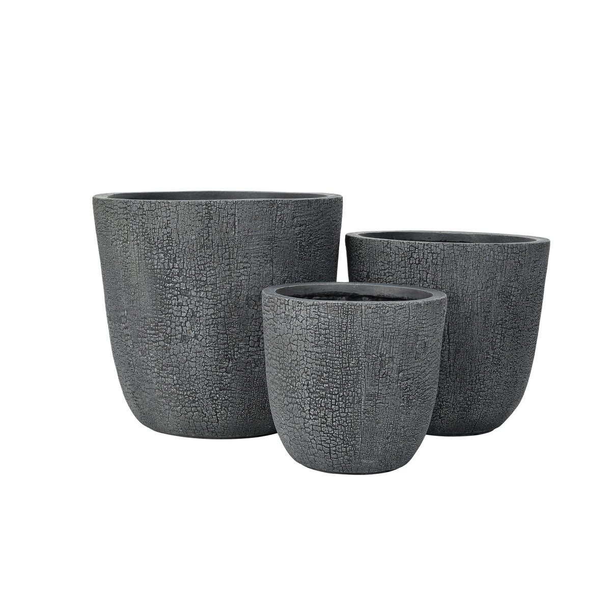 variant-group:rf-n711p406660e|Roomfitters Lightweight MGO Planter Set of 3, Round Weather Resistant Outdoor Indoor Flower Pots for Garden Patio, Gray