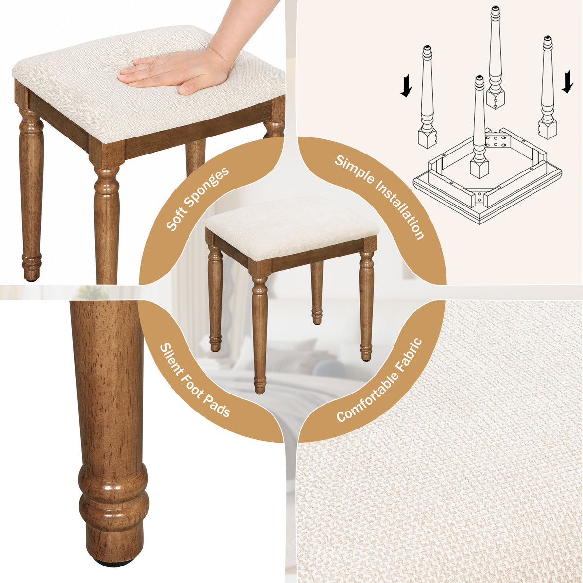variant-group:rf-n704p342558p|Roomfitters 44-Inch Bohemian Makeup Vanity Desk with 13 Hollywood Bulbs Tri-Fold Mirror and Bamboo Drawers Espresso