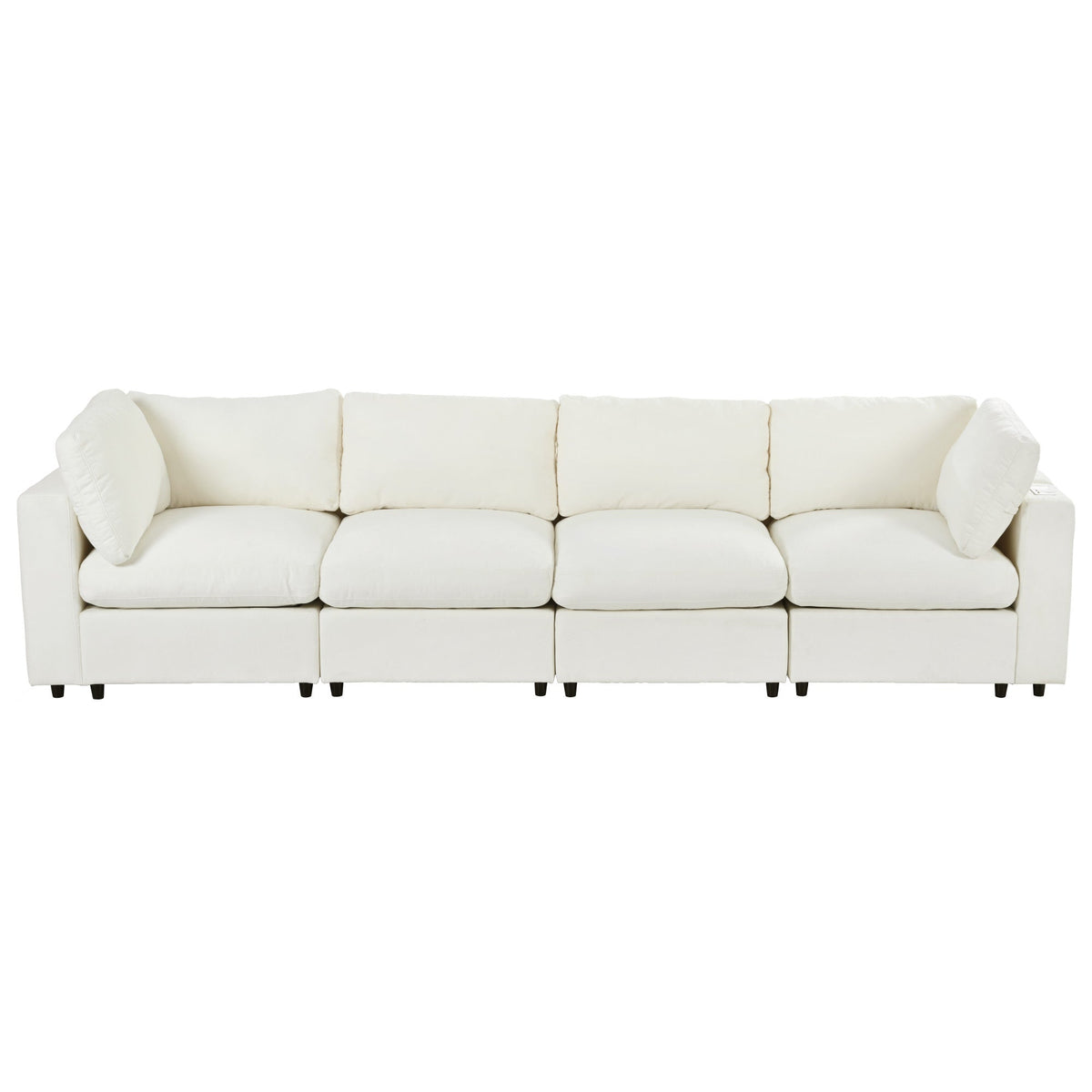 Roomfitters Upholstered Modular Sofa with Storage, 4-Seater Chenille Sectional, Smart Charging Hub, Bluetooth Speaker Roomfitters