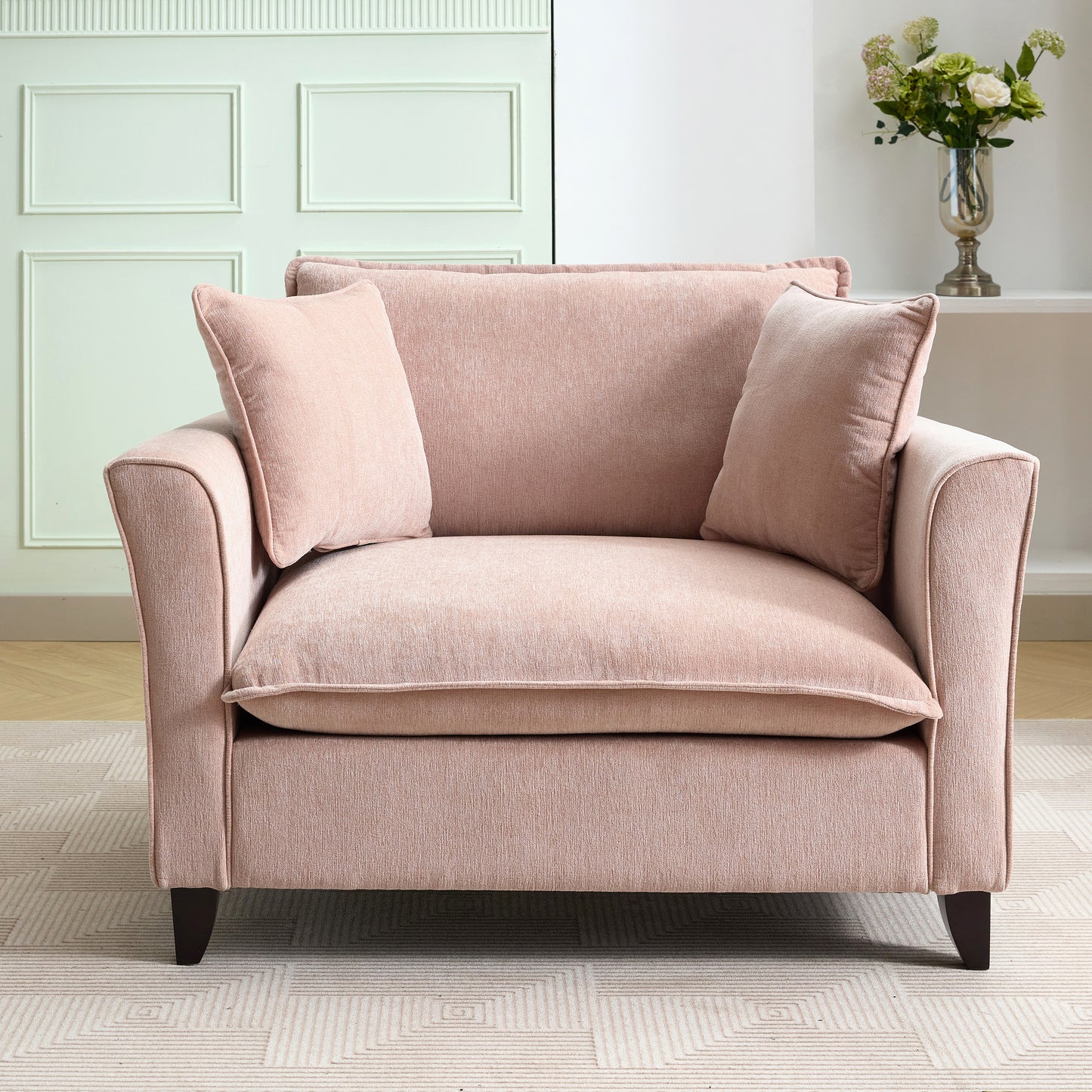 variant-group:rf-n701p379404p|Roomfitters 46.3 Inch Oversized Armchair, Chenille Comfy Accent Chair and a Half Sofa, Rubberwood Legs Pillow, Pink