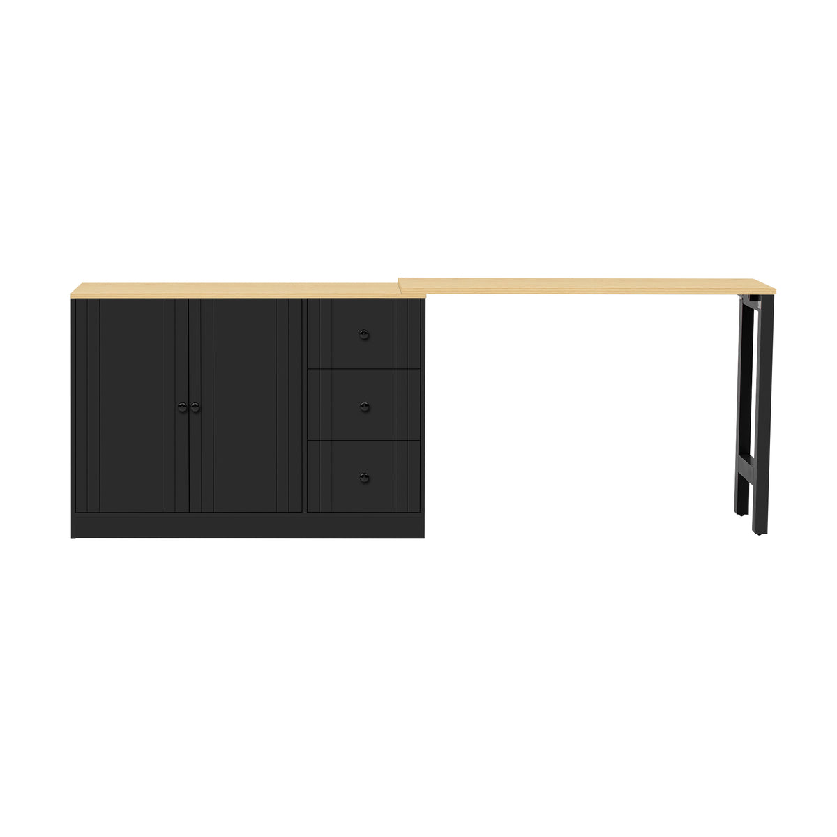 variant-group:rf-n711p334768o|Roomfitters Extendable Sideboard Buffet Cabinet with Storage, Multifunctional Console Table for Dining Room, Black+Natural