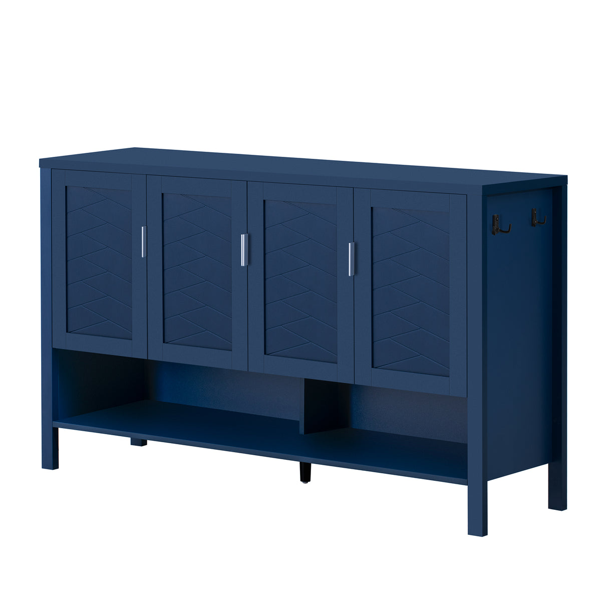 variant-group:rf-n711p345165v|Roomfitters Sideboard Buffet Cabinet with 4 Door Mid-century Modern Geometric Storage and Open Shelf for Kitchen & Dining, Blue