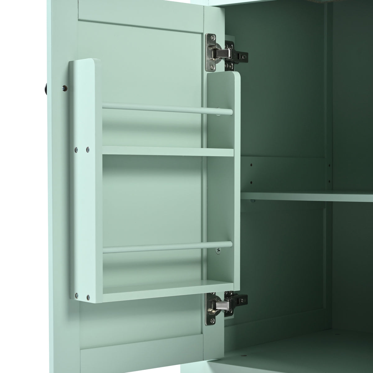 variant-group:rf-n707wf298028aae|Roomfitters Kitchen Cart with Rubber Wood Drop-Leaf Countertop, Cabinet Door Storage Racks, 5-Wheel Kitchen Island with Storage Cabinet & 3 Drawers, Mint Green