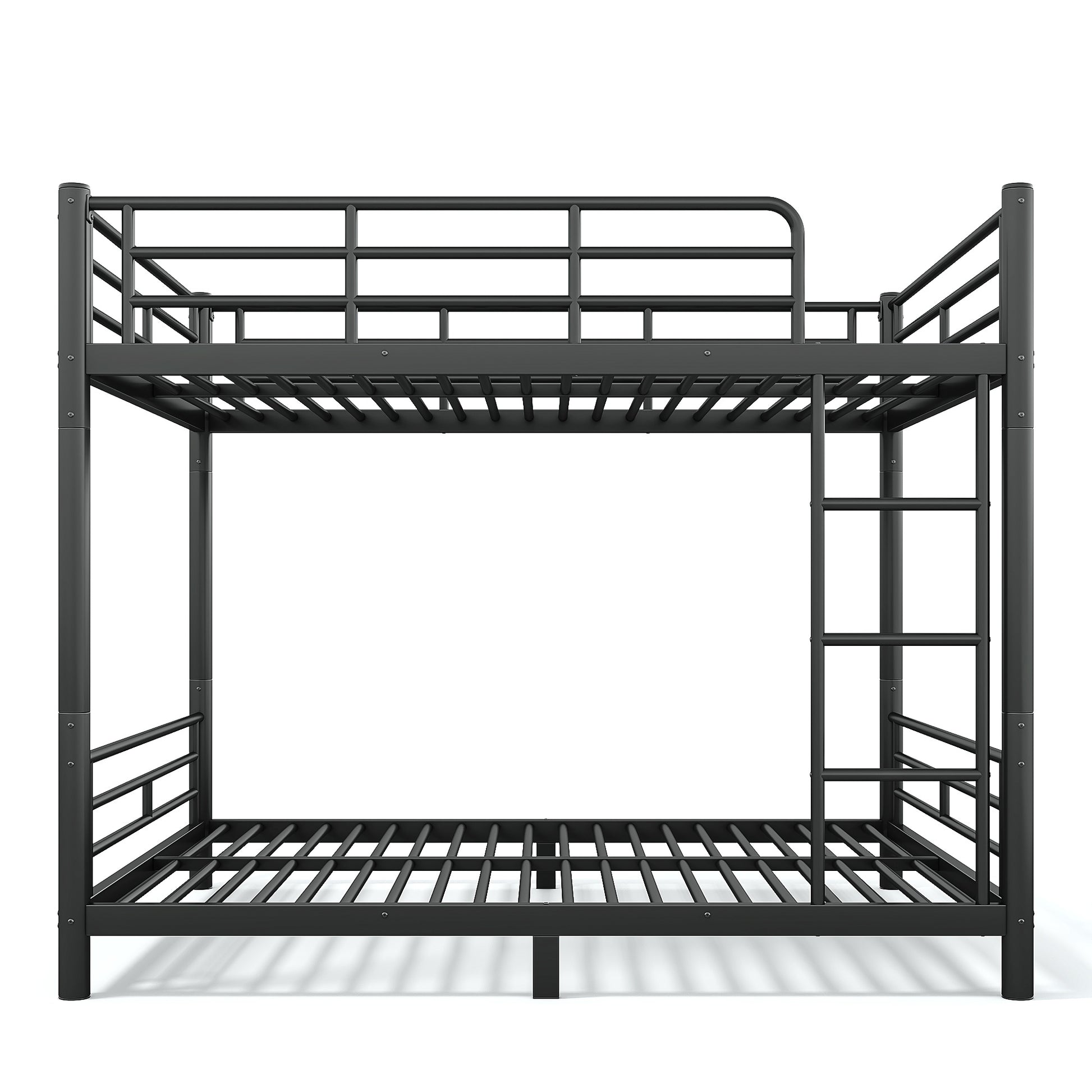 variant-group:rf-w1580s00607|Roomfitters Queen over Queen Metal Bunk Bed Frame for Teens Adults, Convertible 2 Separate Beds Round Tube, Black