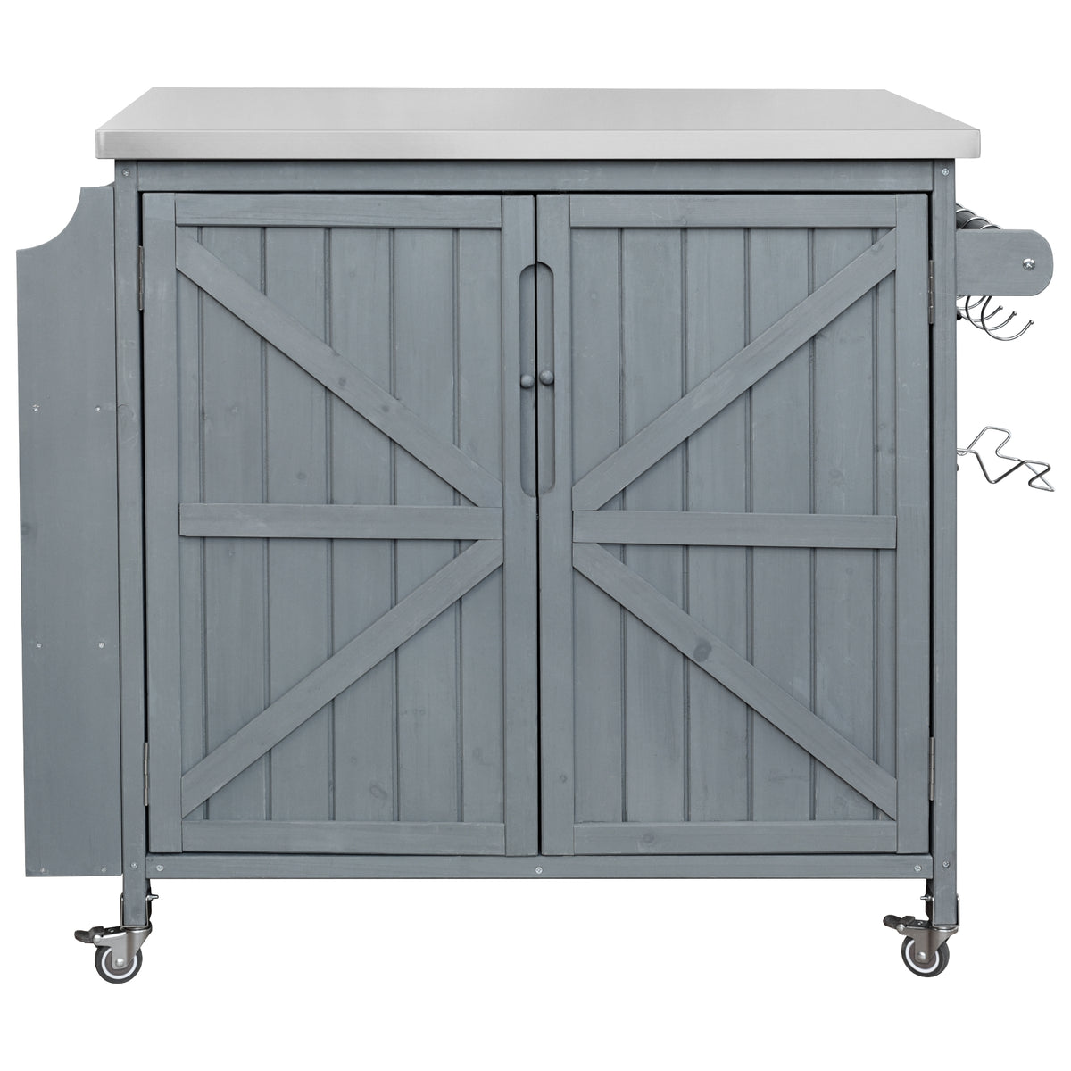 variant-group:rf-n707p370287g|Roomfitters 42.1" Grill Cart, Outdoor Kitchen Island with Stainless Steel Top, BBQ Prep Station with Spice Rack, Grey+Blue