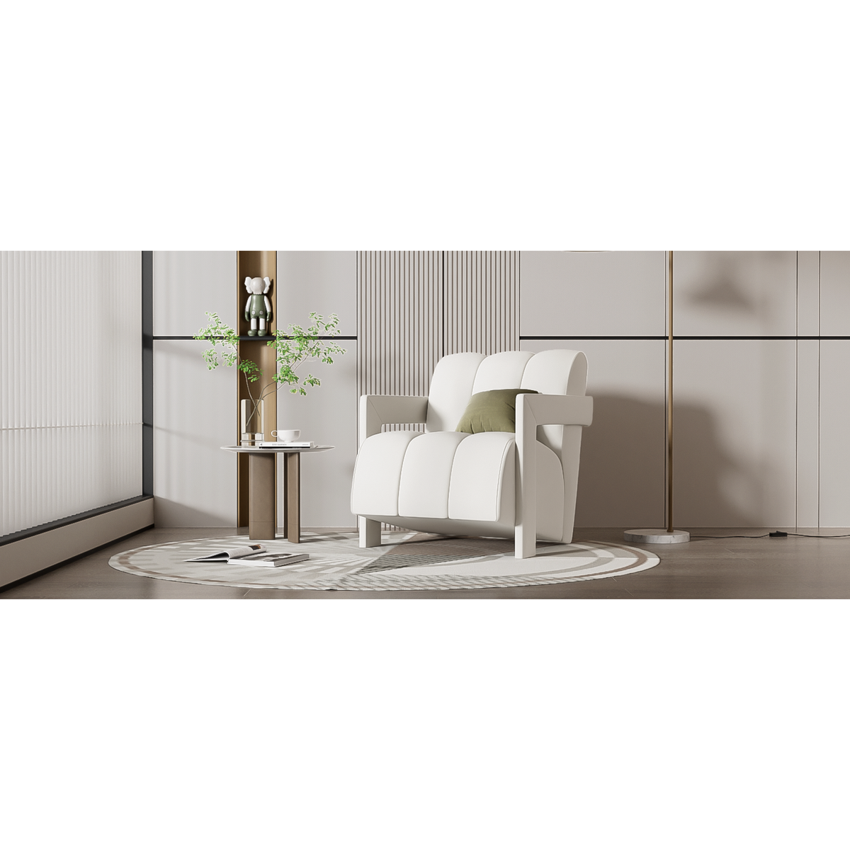 variant-group:rf-n724sj000138aaa|Roomfitters Modern Minimalist Armchairs with L-Shaped Armrests and Polyester Upholstery, Set of 2 , White
