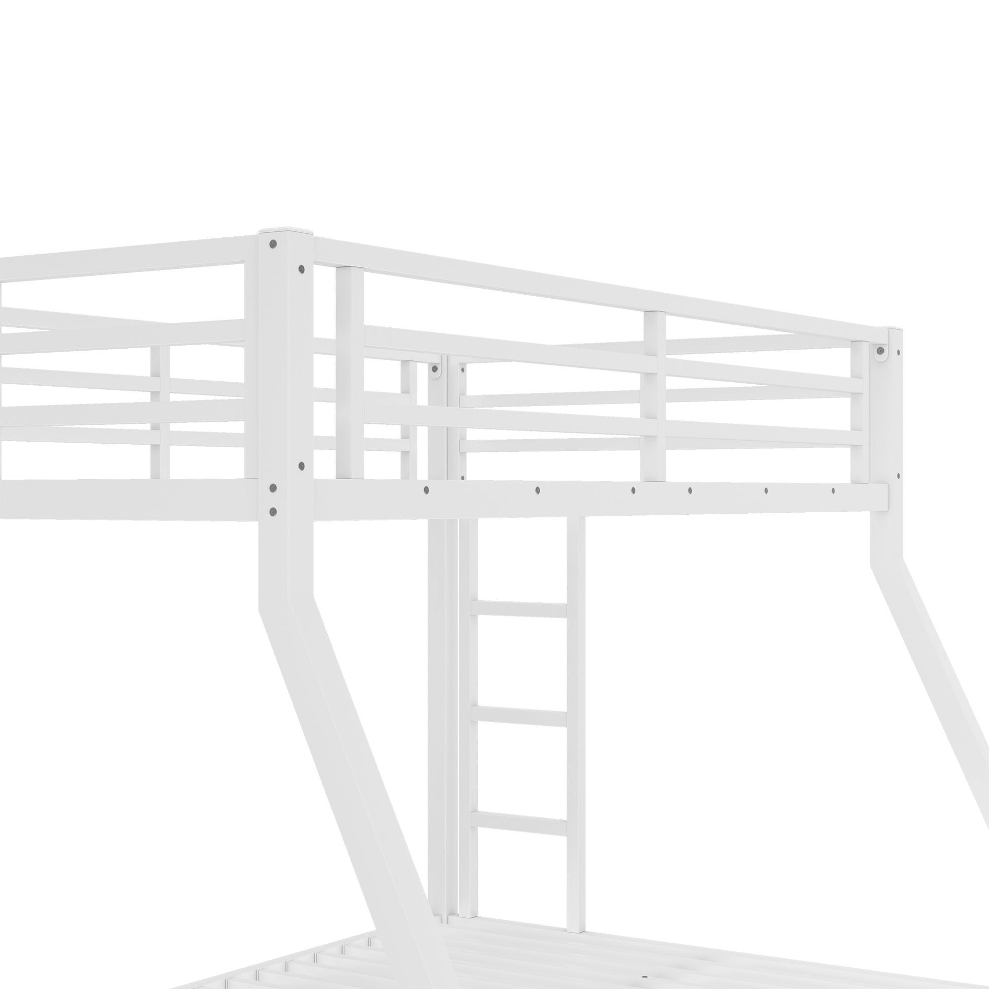 variant-group:rf-w1580p336604|Roomfitters Metal Twin Over Full Bunk Bed Frame with Ladder & Safety Rail, Heavy-Duty Space-Saving Design, White