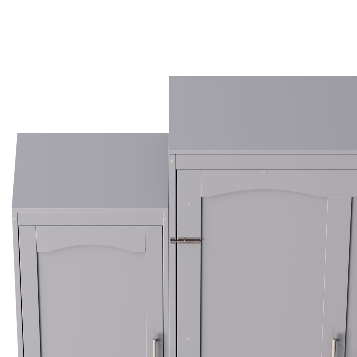 variant-group:rf-n733s235627e|Roomfitters Queen Murphy Wall Bed with Two Wardrobes and Storage Shelf, Foldable Platform Bed Frame for Guest Room, Gray