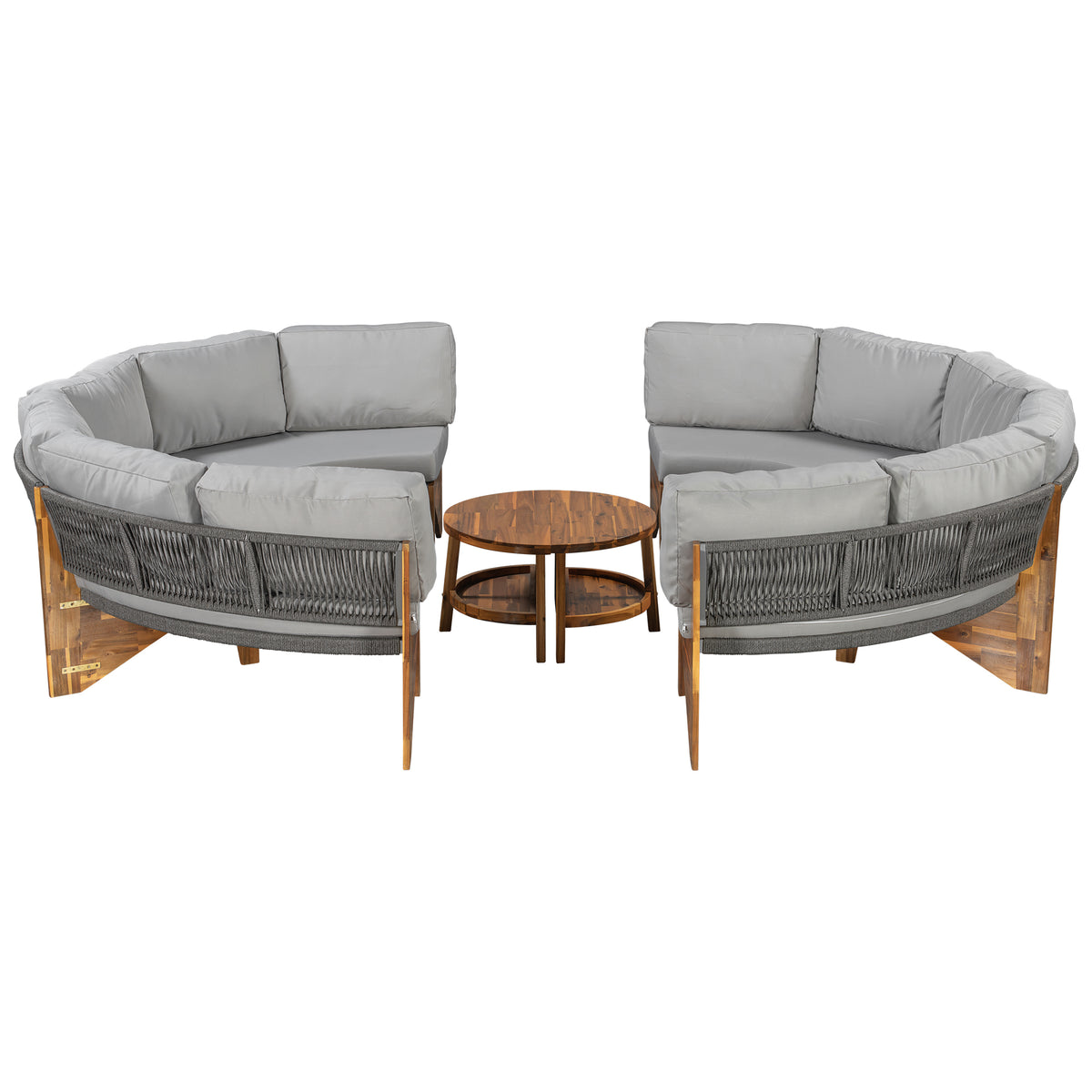 variant-group:rf-n711wy000468aae|Roomfitters 3-Piece Outdoor Sofa Set for 6, Half-Moon Patio Conversation Set, Grey Cushions, Rope Woven Steel Sectional