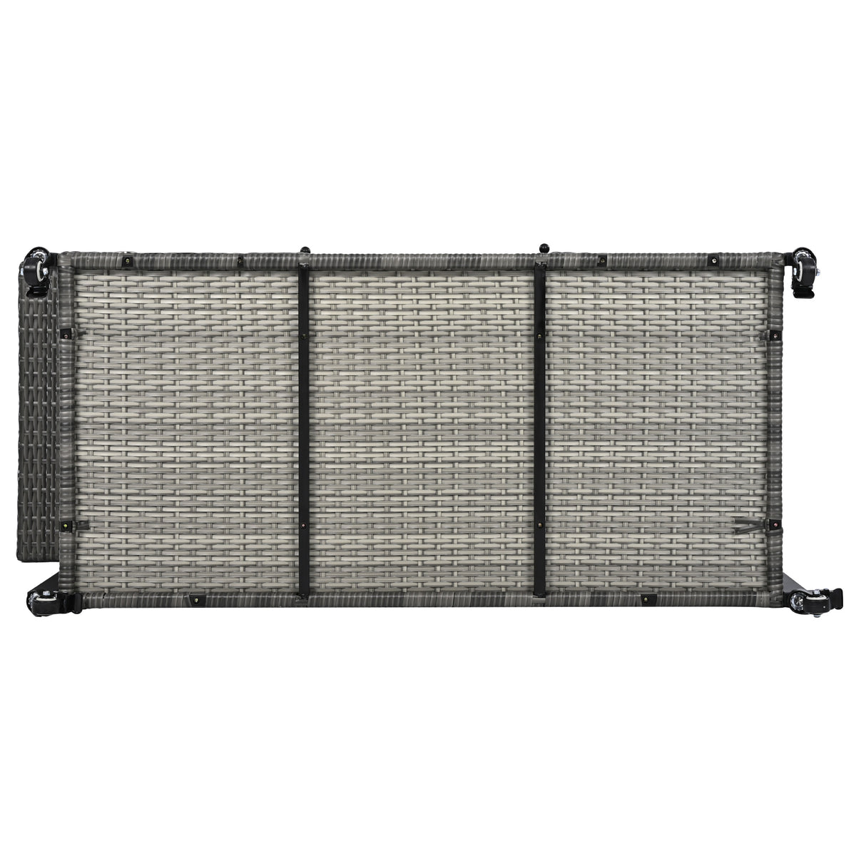 variant-group:rf-n707p233747g|Roomfitters 52.8" Wicker Outdoor Grill Cart with Plastic Wood Table, Rolling Island with Storage Cabinet, Double Handles, Grey