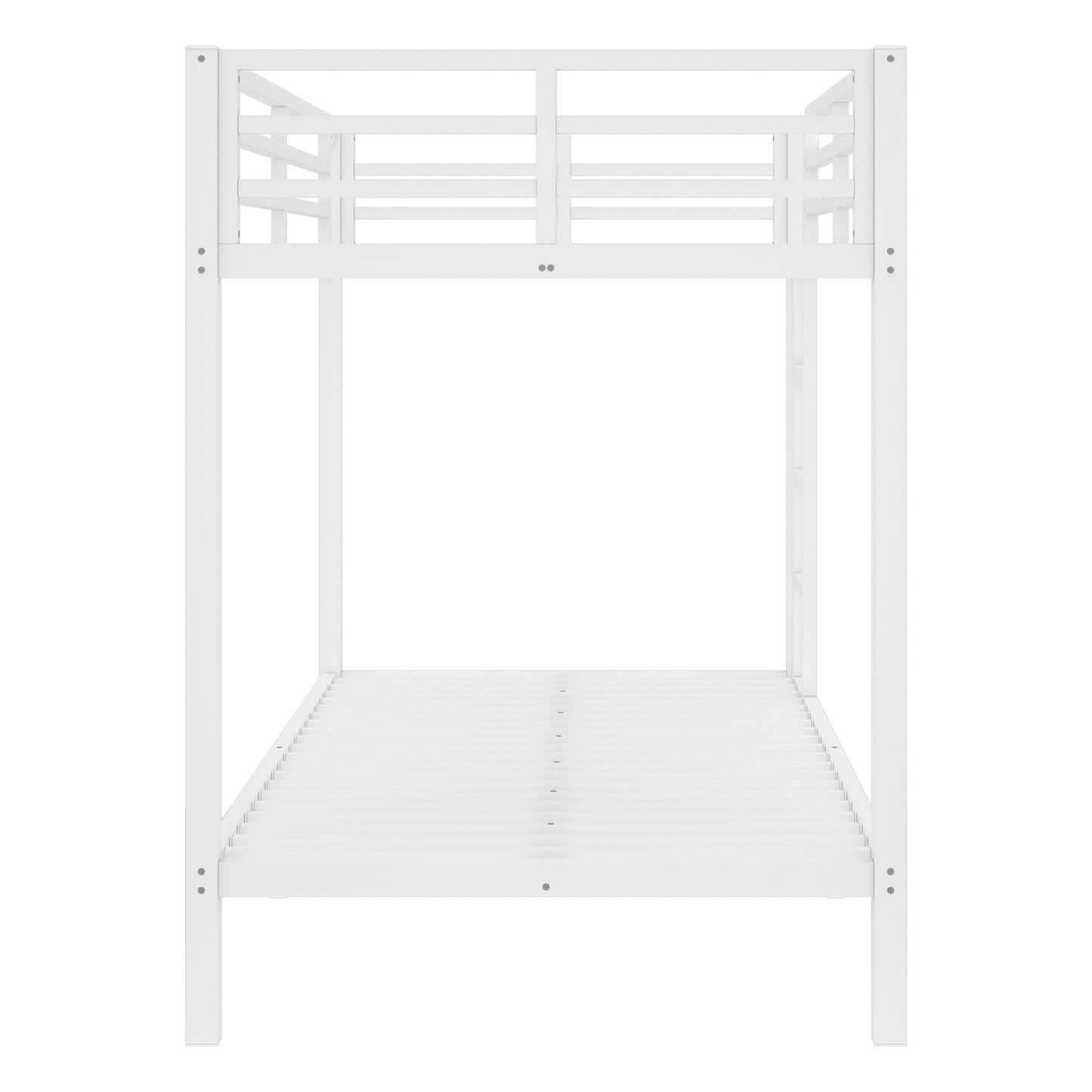 variant-group:rf-w1580p329009|Roomfitters Metal Twin XL Over Twin XL Bunk Bed Frame with Ladder & Safety Rail, Heavy-Duty Space-Saving Design, White