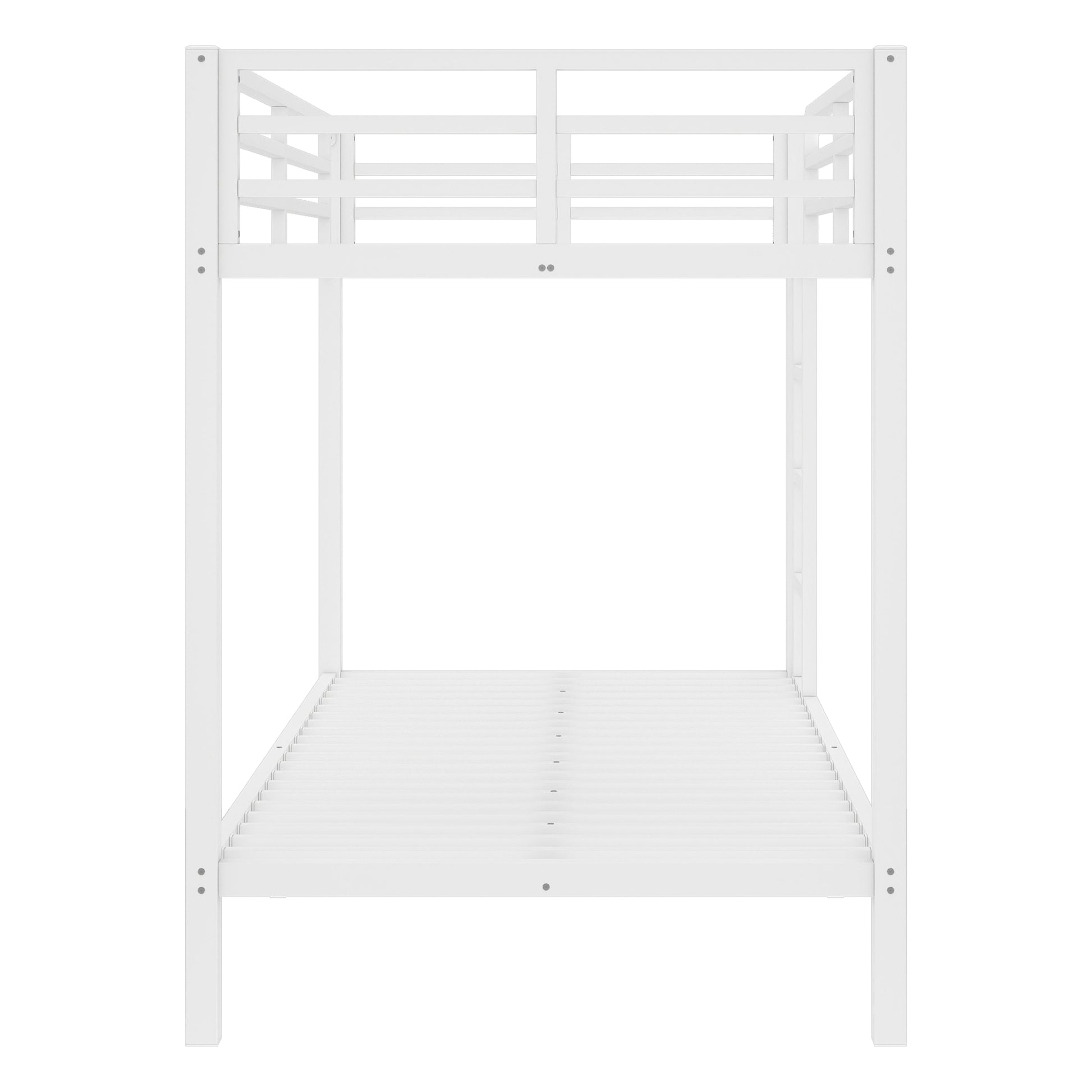 variant-group:rf-w1580p329009|Roomfitters Metal Twin XL Over Twin XL Bunk Bed Frame with Ladder & Safety Rail, Heavy-Duty Space-Saving Design, White
