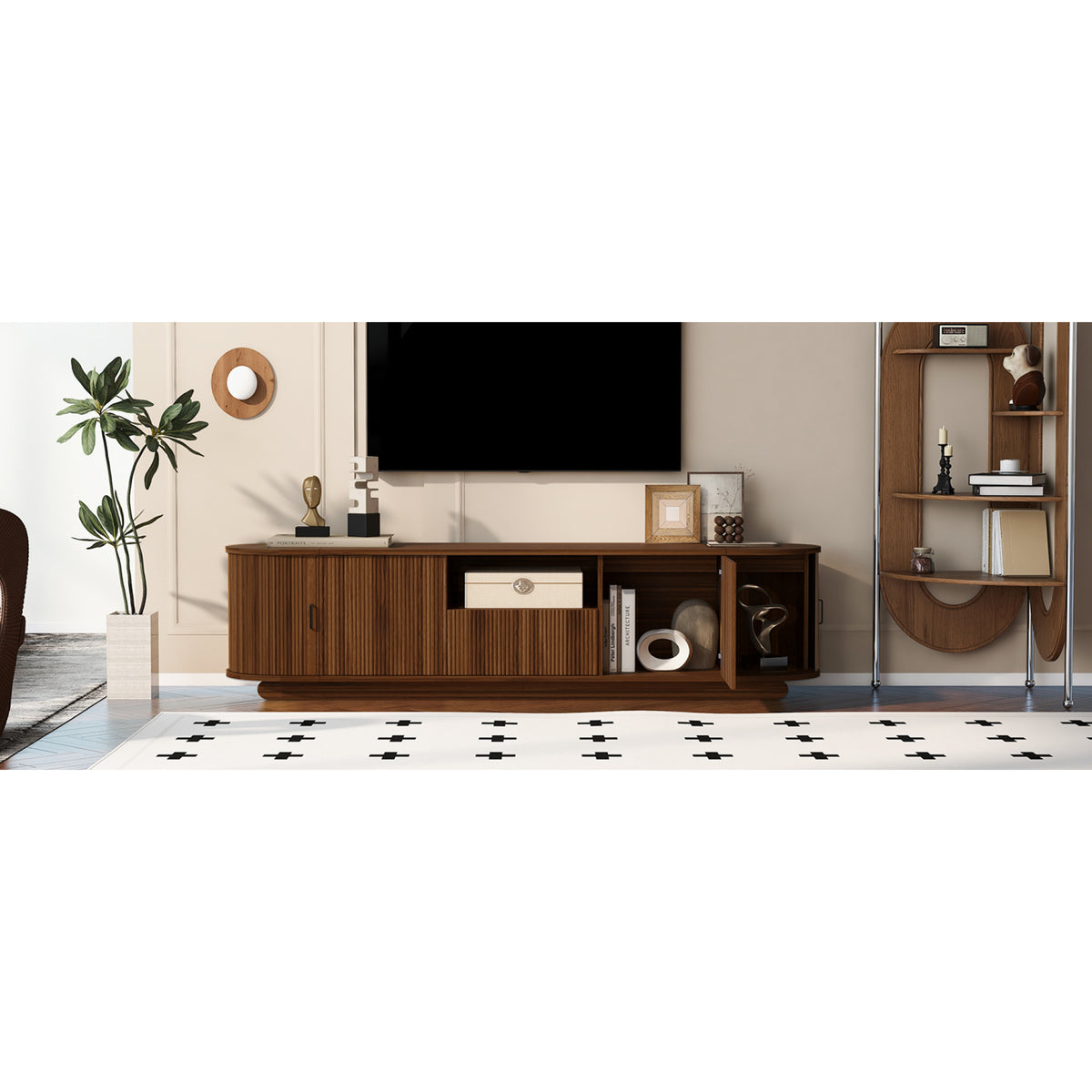 variant-group:rf-n724p420628d|Roomfitters American Style TV Stand Console with Hidden Sliding Doors, Antique Brown